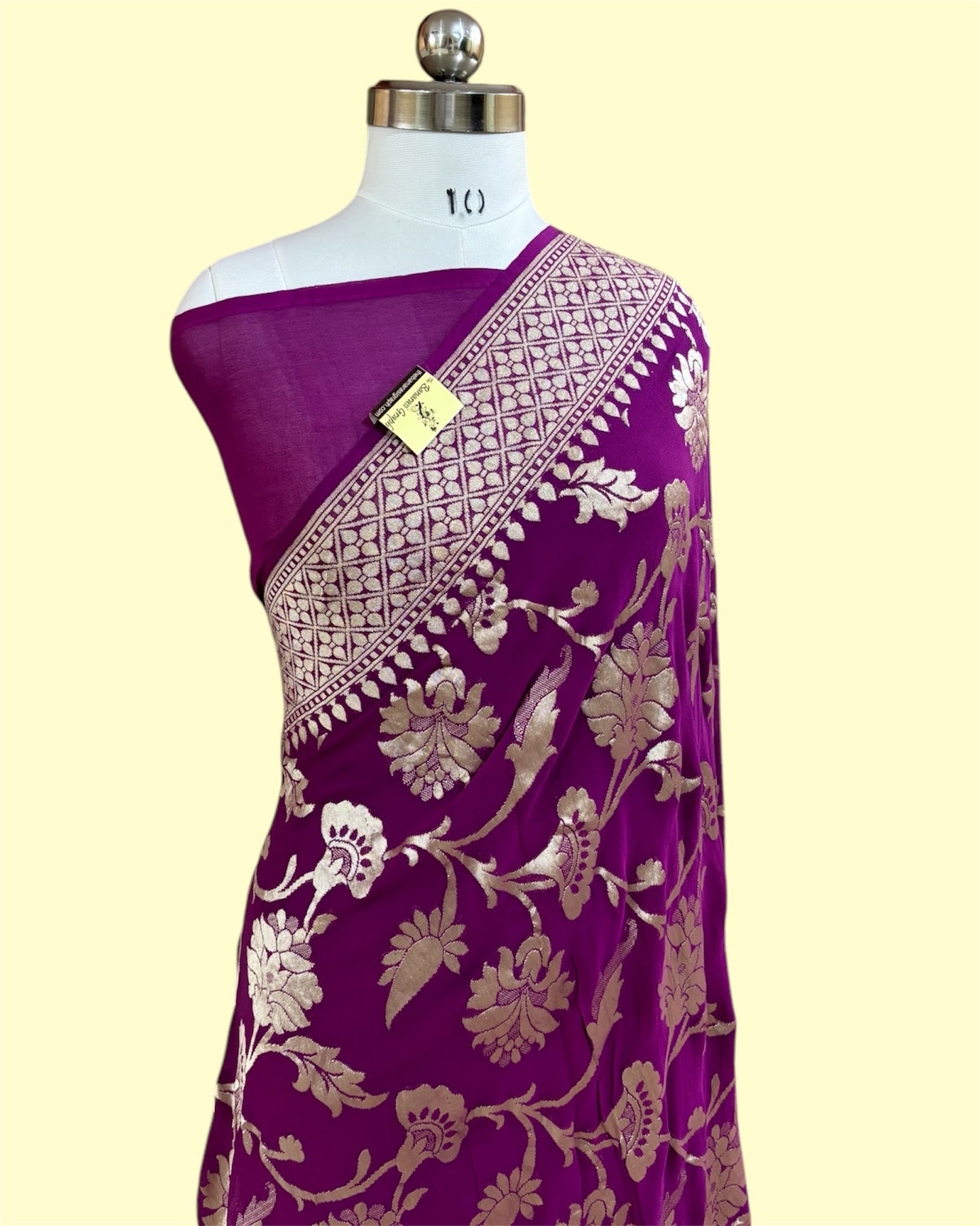Pure Chiffon Georgette Water Zari Handloom - All Over Jaal Work Banarasi Saree
