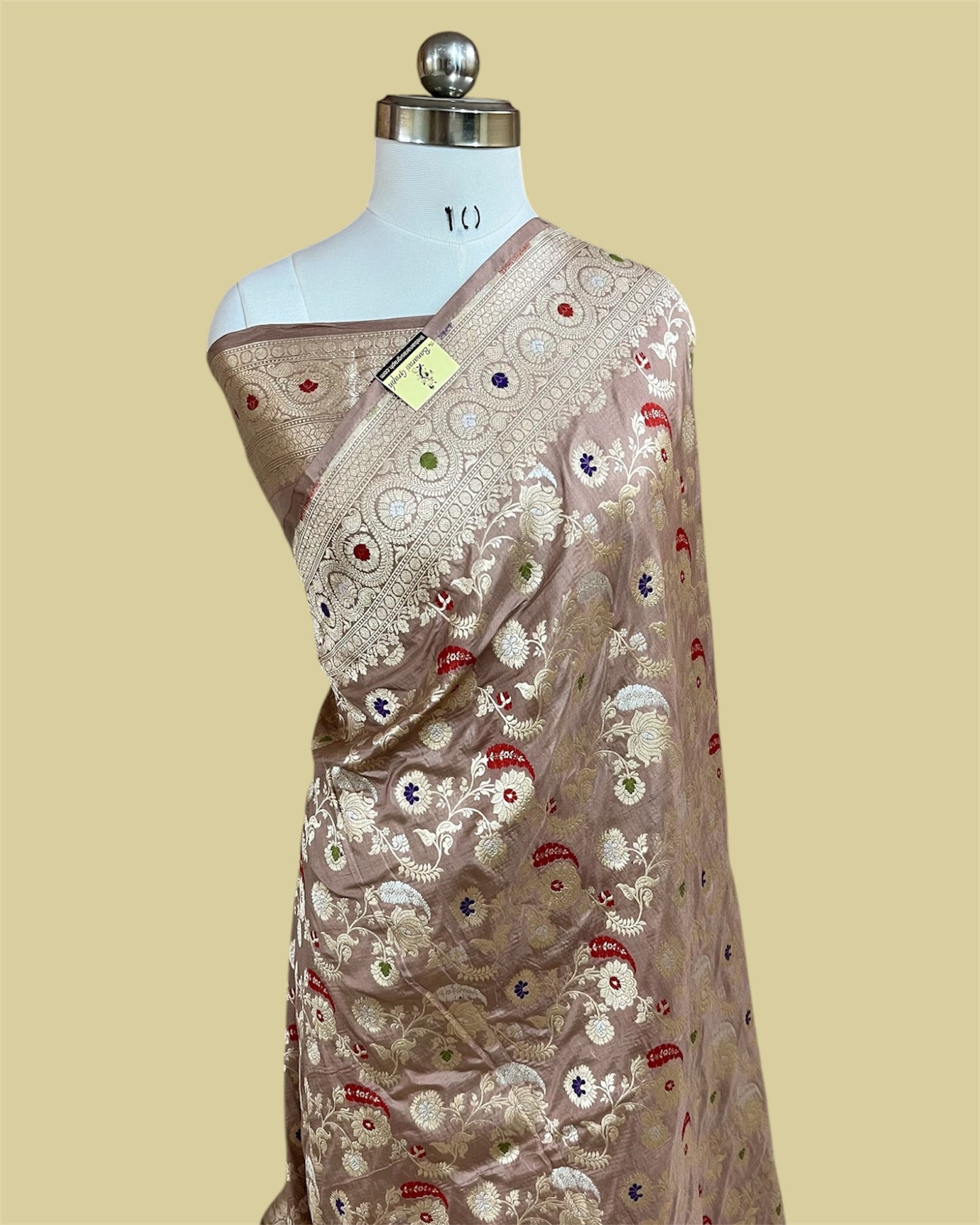 Brown Pure Katan Handloom Silk - All Over Jaal Work With Tilfi Meenakari Banarasi Saree