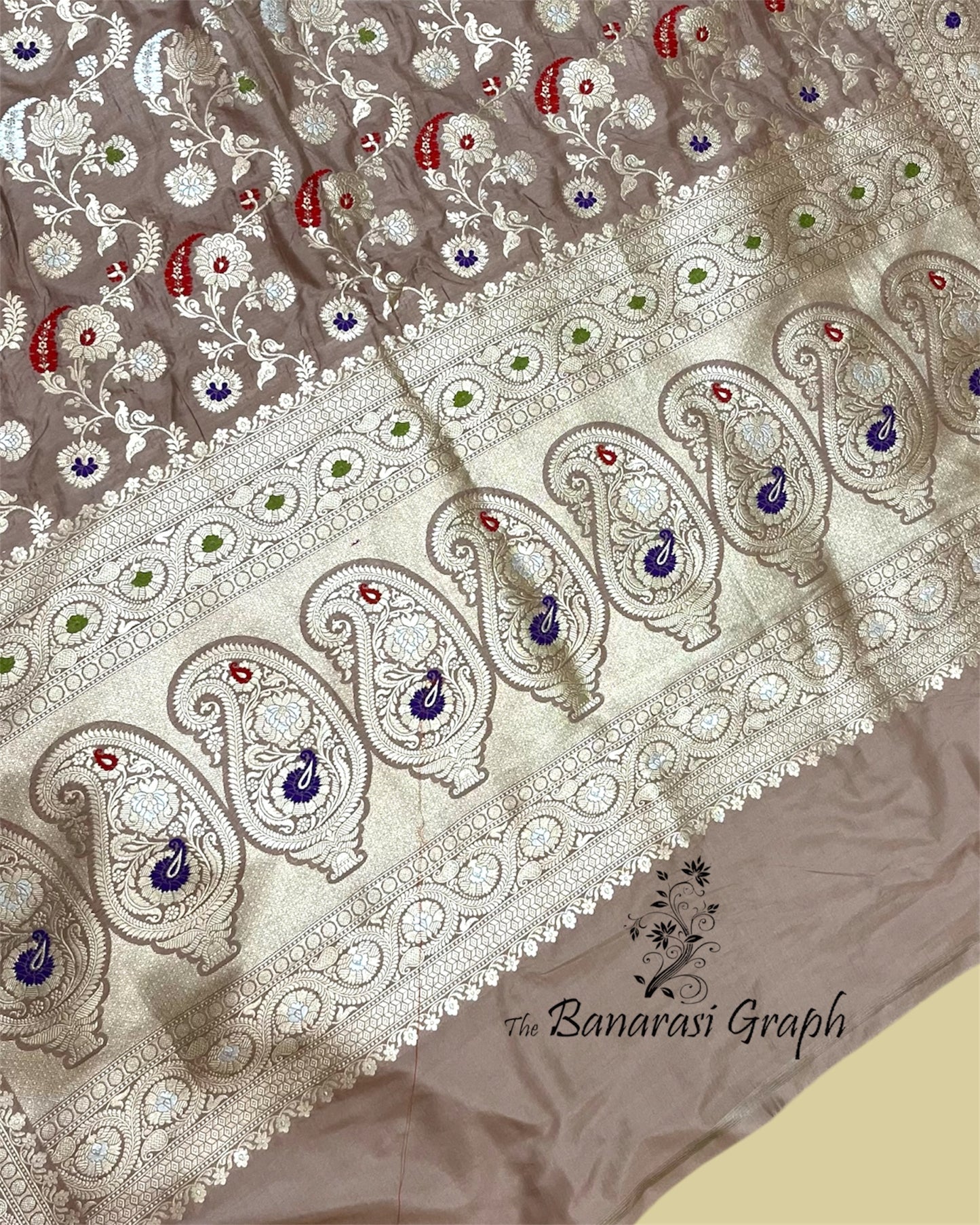 Brown Pure Katan Handloom Silk - All Over Jaal Work With Tilfi Meenakari Banarasi Saree