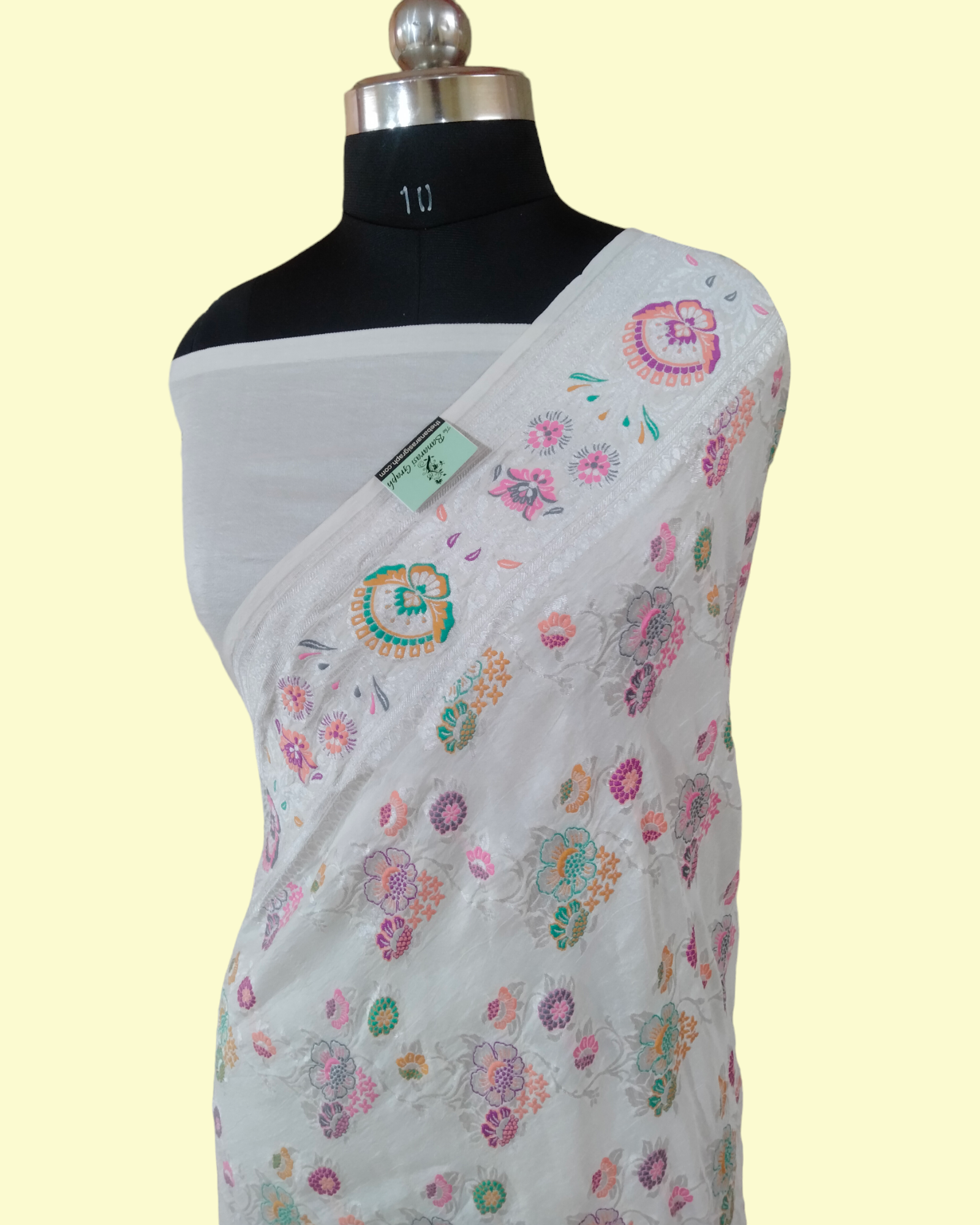 Pure Khaddi Tussar Georgette Handloom Silk Banarasi Saree  - All over Jaal Work with Meenakari