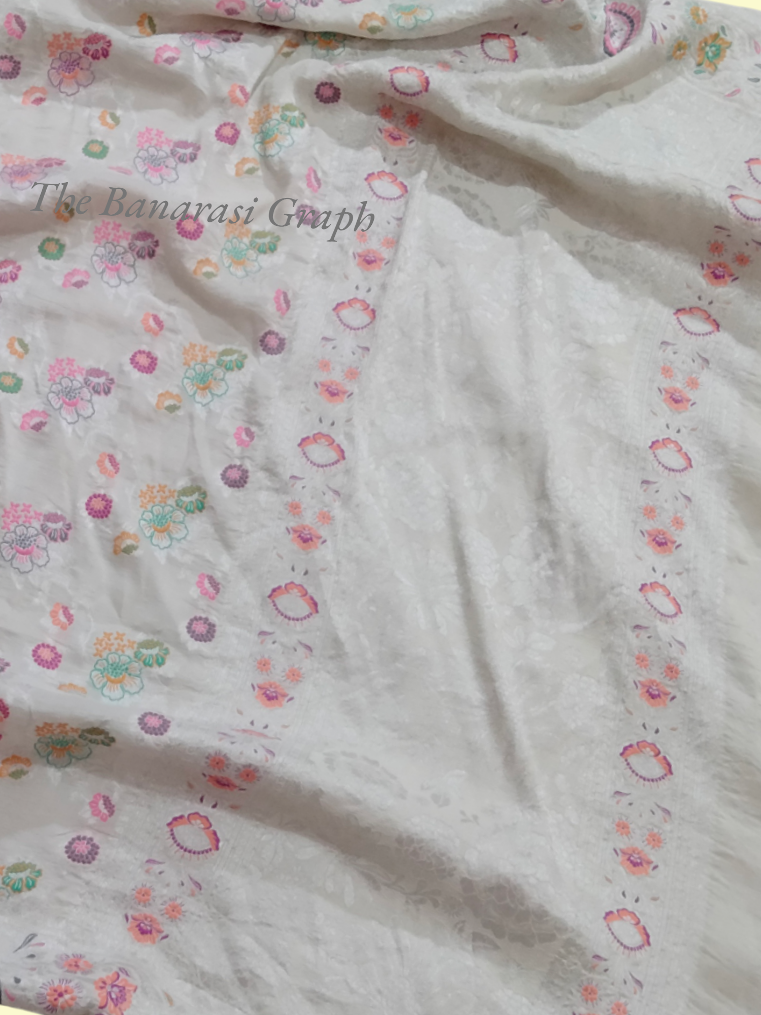 Pure Khaddi Tussar Georgette Handloom Silk Banarasi Saree  - All over Jaal Work with Meenakari