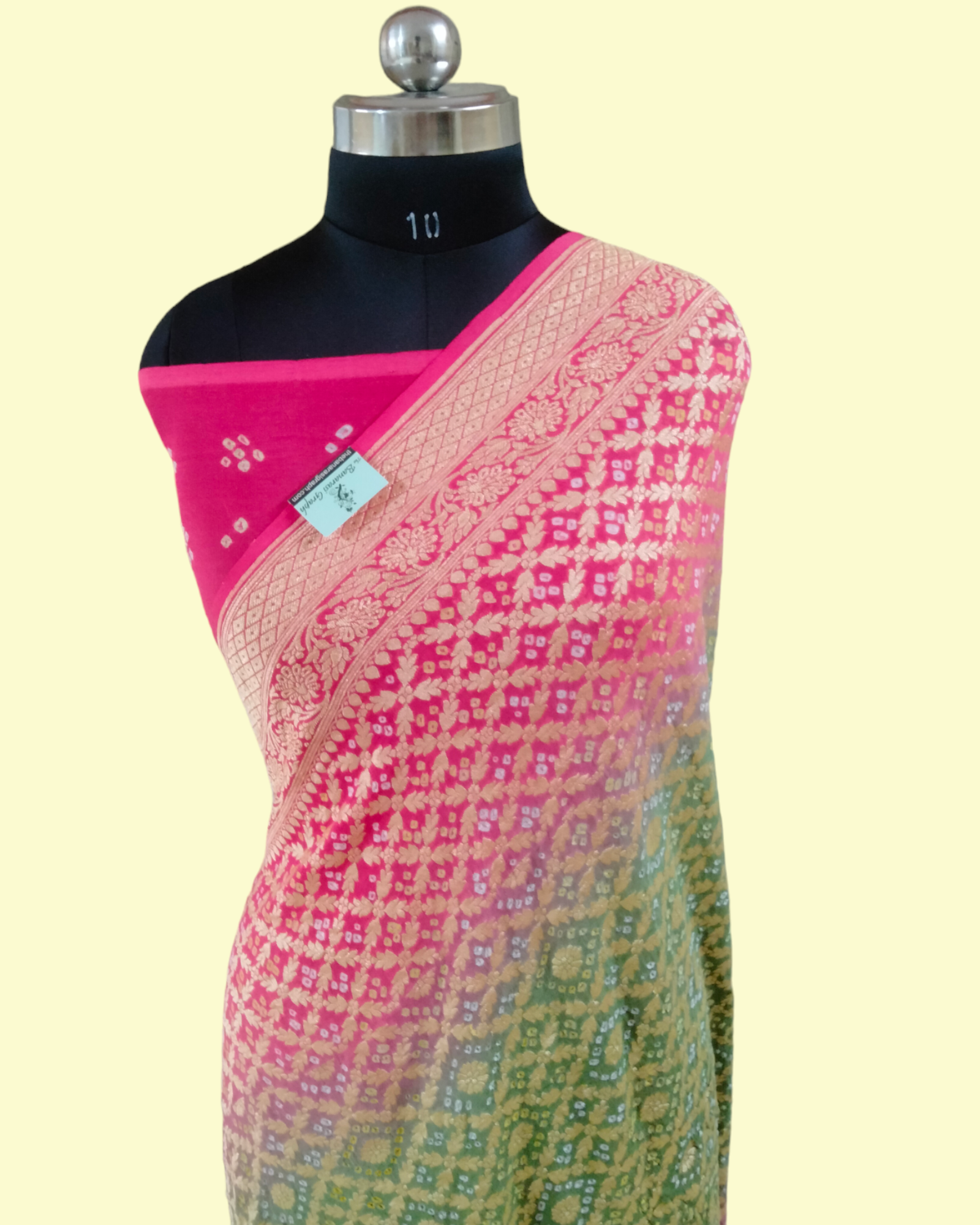 Pure Georgette Bandhani Dual shade - Banarasi Saree