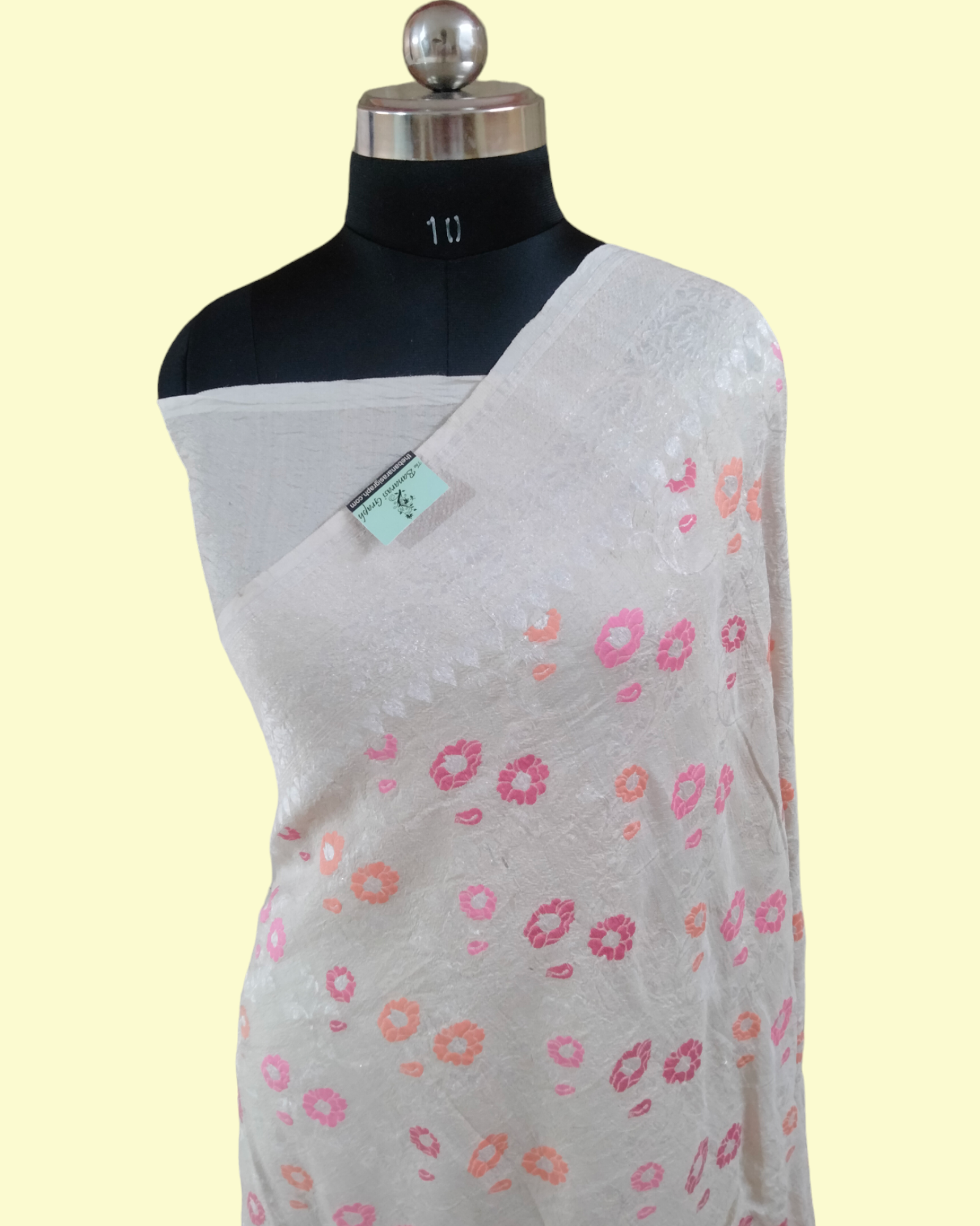 Pure Tussar Georgette Handloom Silk - All over Jaal Work with Meenakari Banarasi Saree