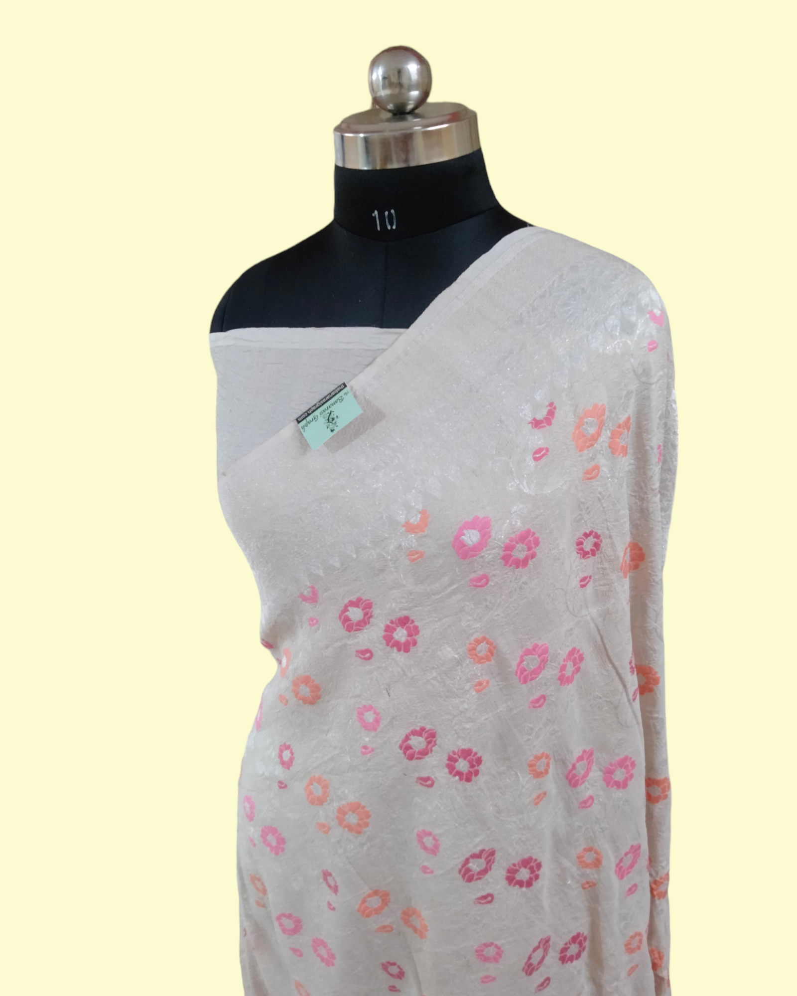 Pure Tussar Georgette Handloom Silk - All over Jaal Work with Meenakari Banarasi Saree