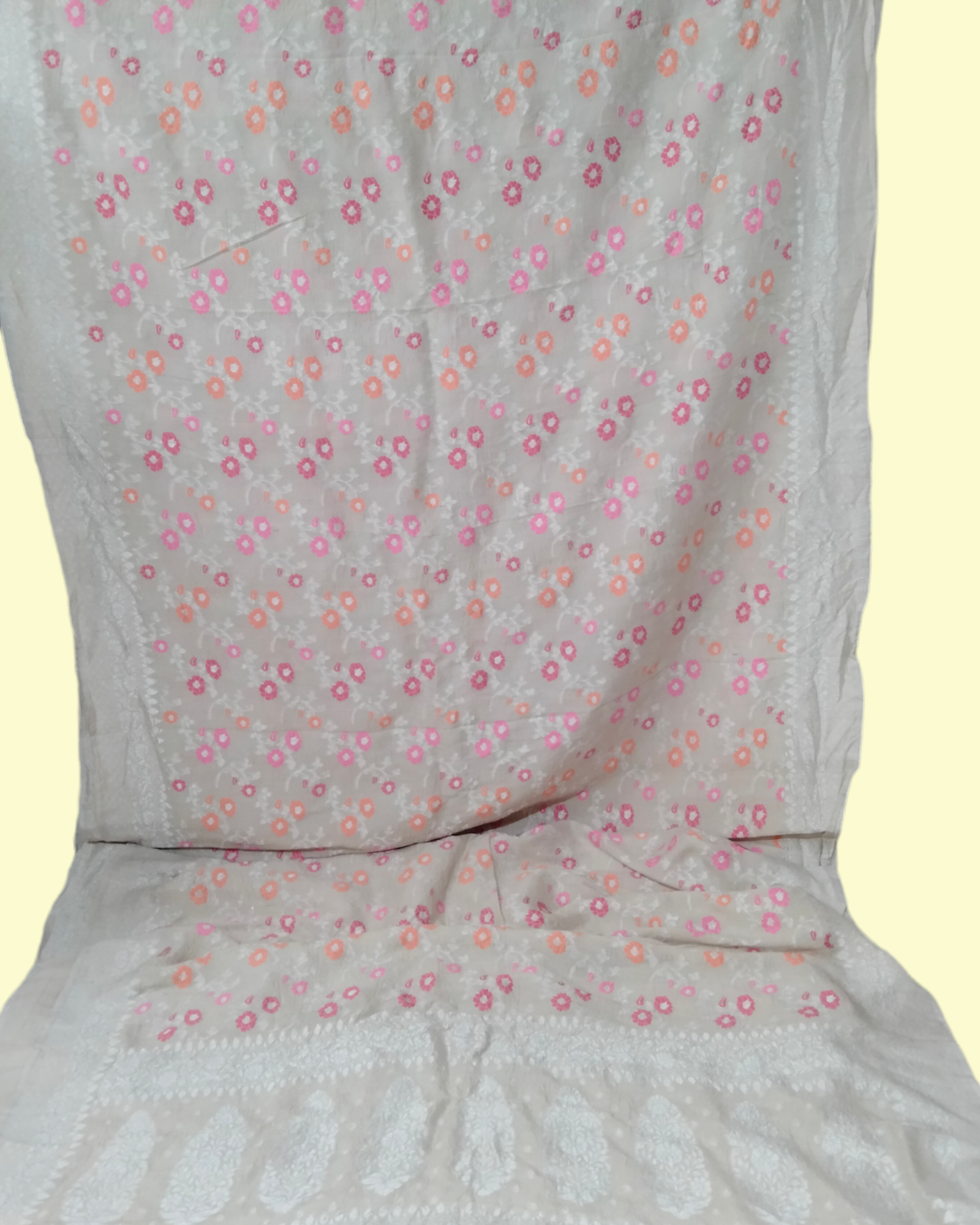 Pure Tussar Georgette Handloom Silk - All over Jaal Work with Meenakari Banarasi Saree