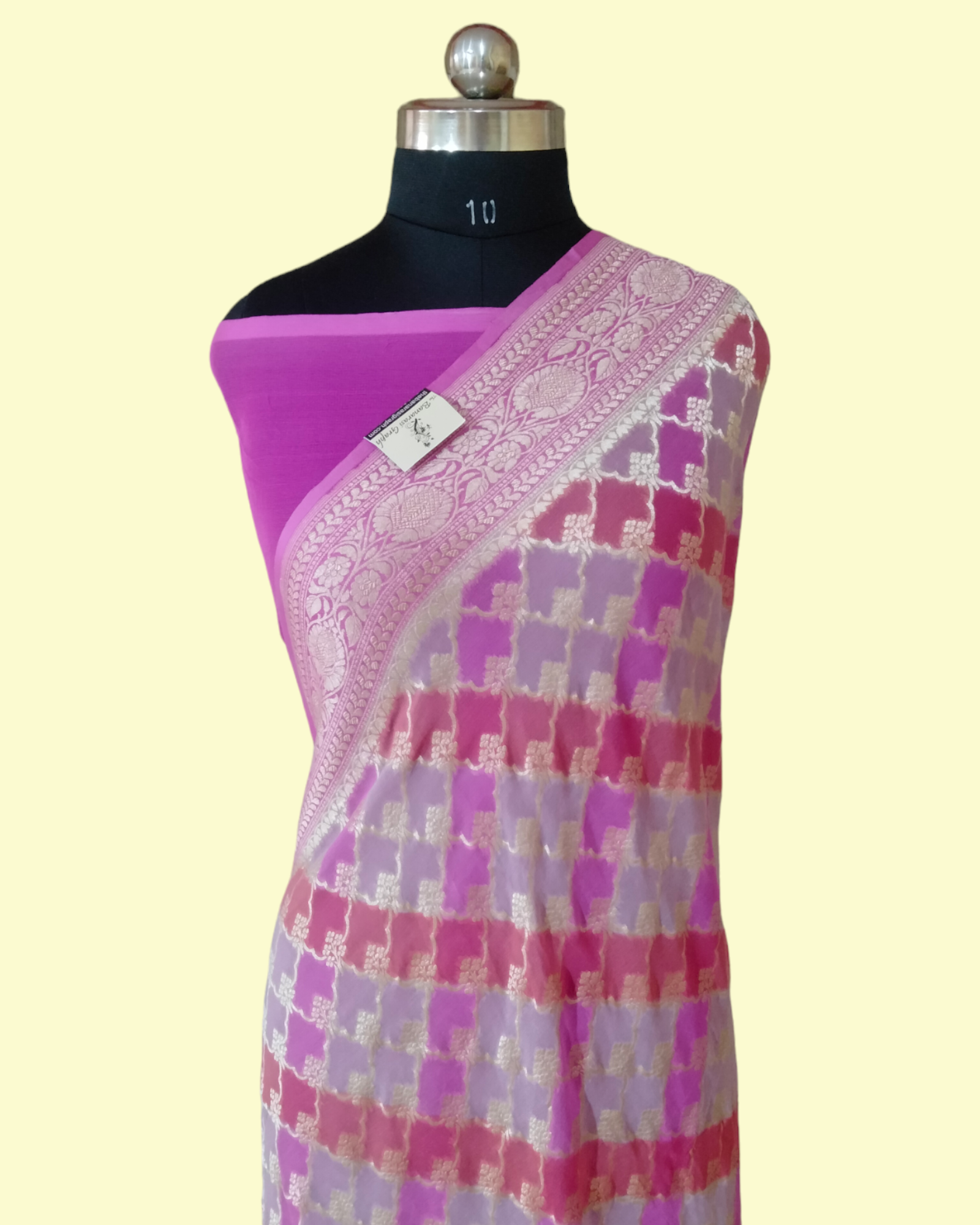 Khaddi Georgette Water Zari - Handbrush Pure Banarasi Saree