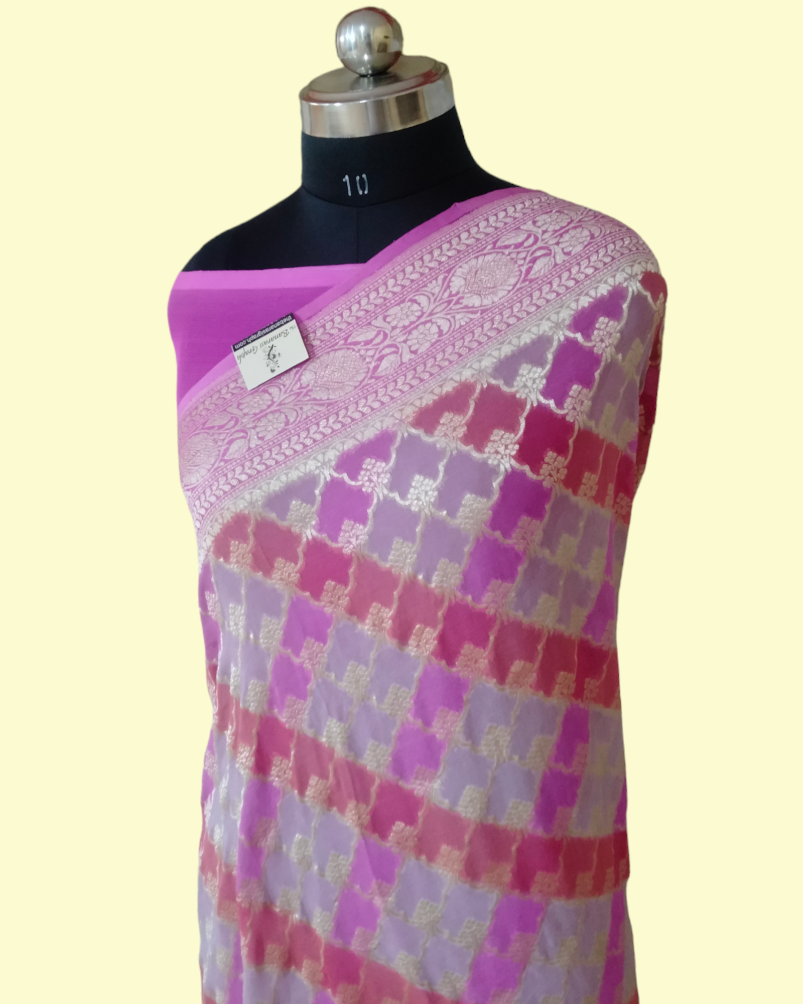 Khaddi Georgette Water Zari - Handbrush Pure Banarasi Saree