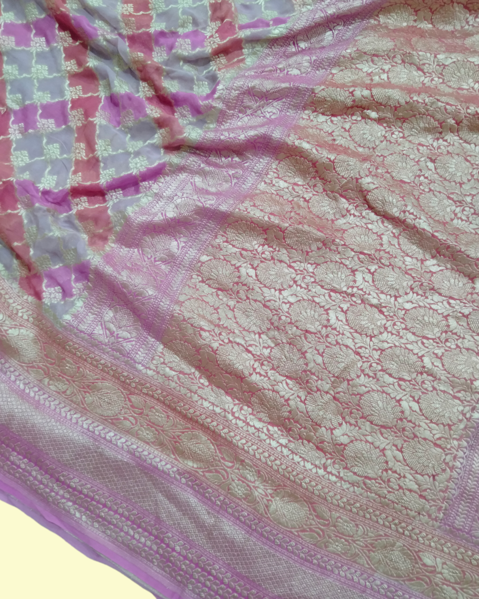 Khaddi Georgette Water Zari - Handbrush Pure Banarasi Saree