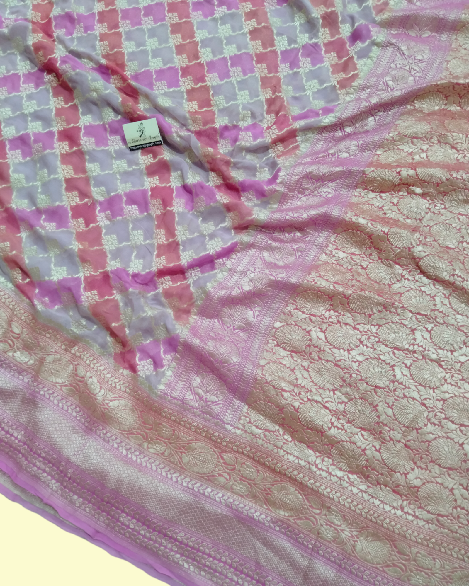 Khaddi Georgette Water Zari - Handbrush Pure Banarasi Saree