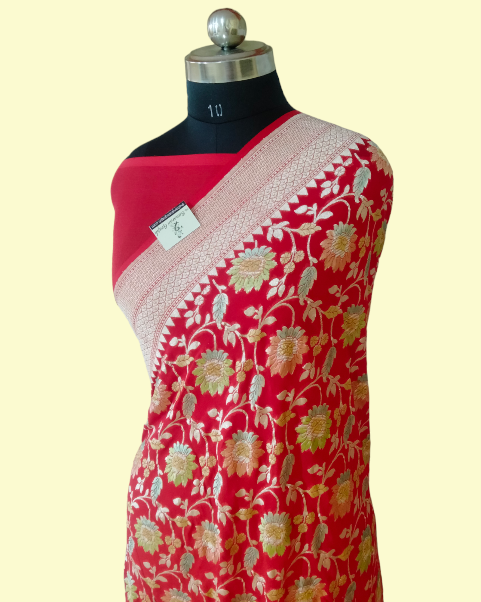 Khaddi Georgette Water Zari - All over Jaal Work with Handbrush Pure Banarasi Saree