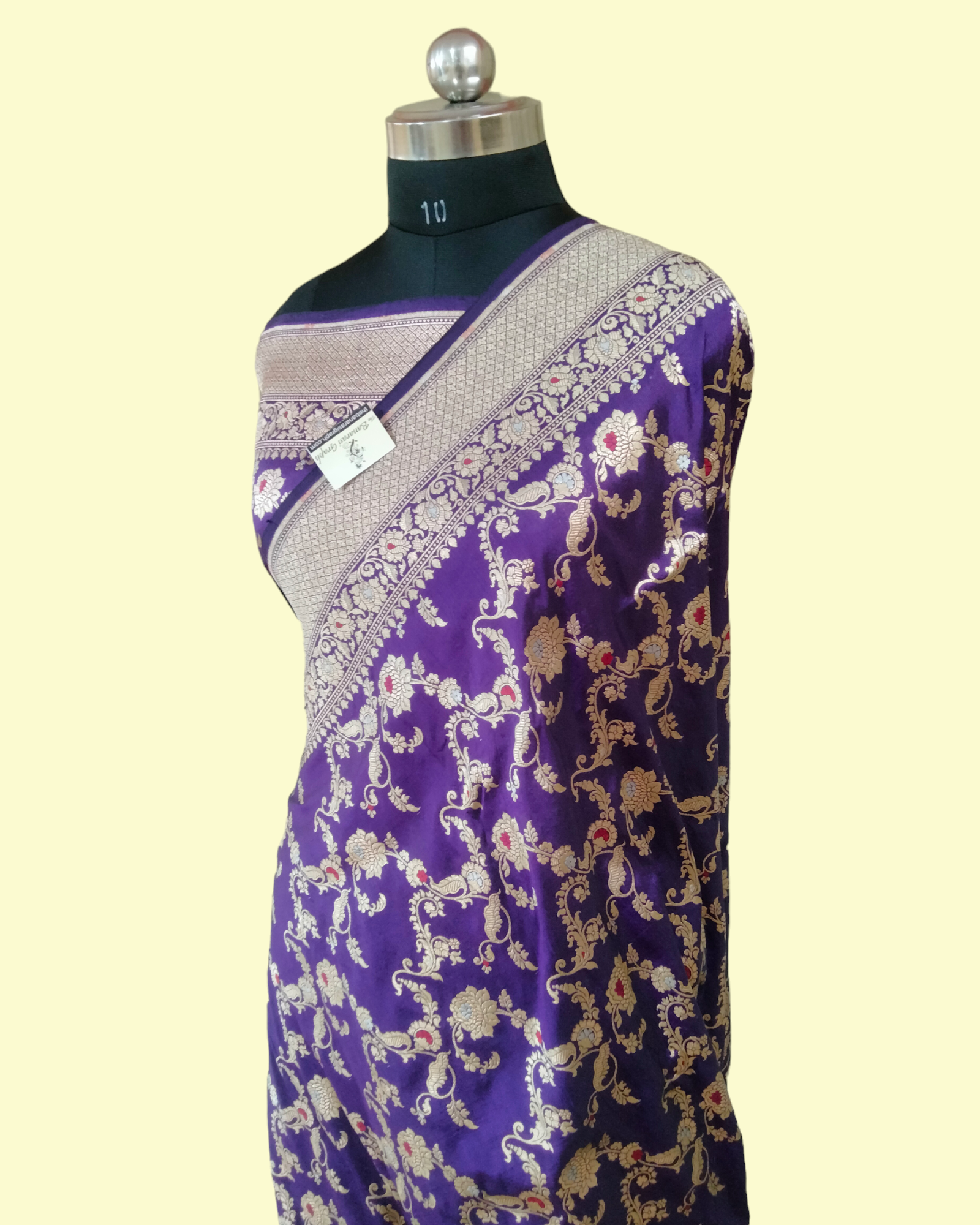 Dark Blue Pure Katan Handloom Silk - All over Jaal Work with Meenakari Banarasi Saree