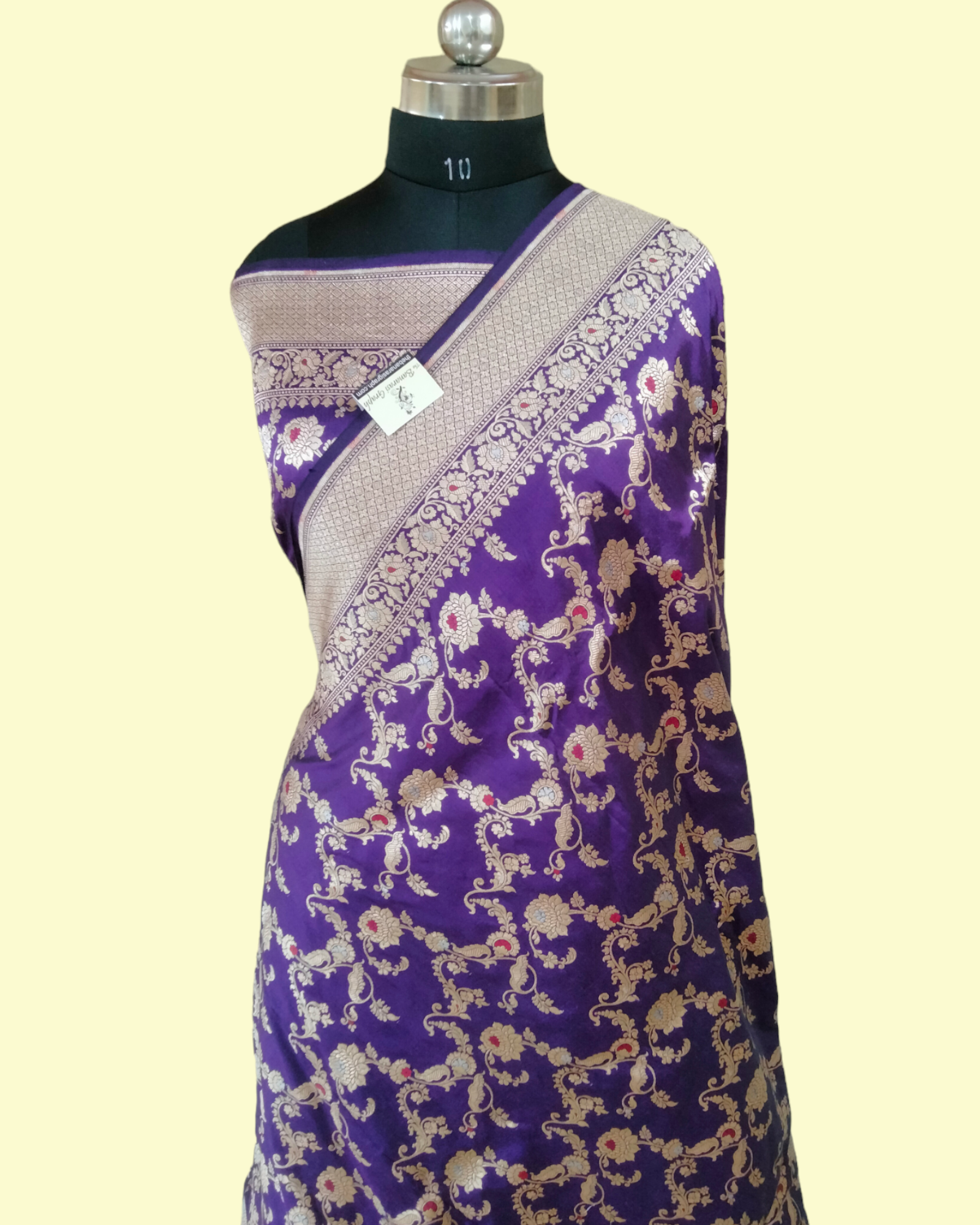 Dark Blue Pure Katan Handloom Silk - All over Jaal Work with Meenakari Banarasi Saree