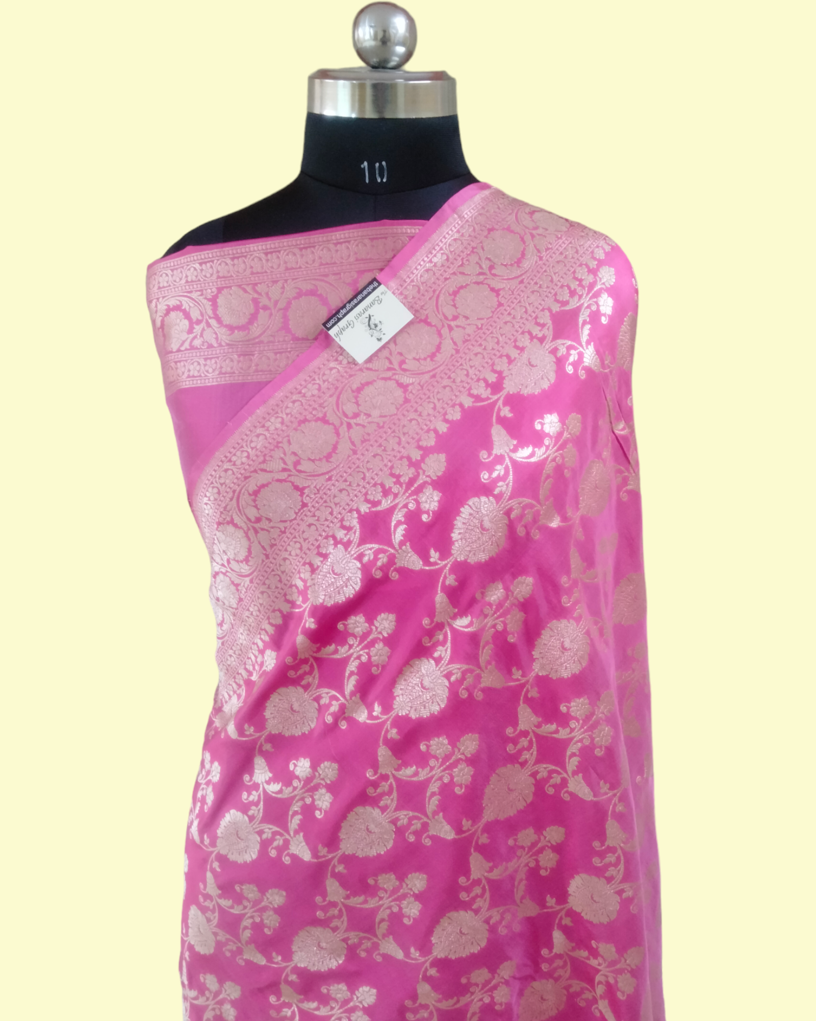 Pink Pure Katan Handloom Silk - All over Jaal Work Banarasi Saree