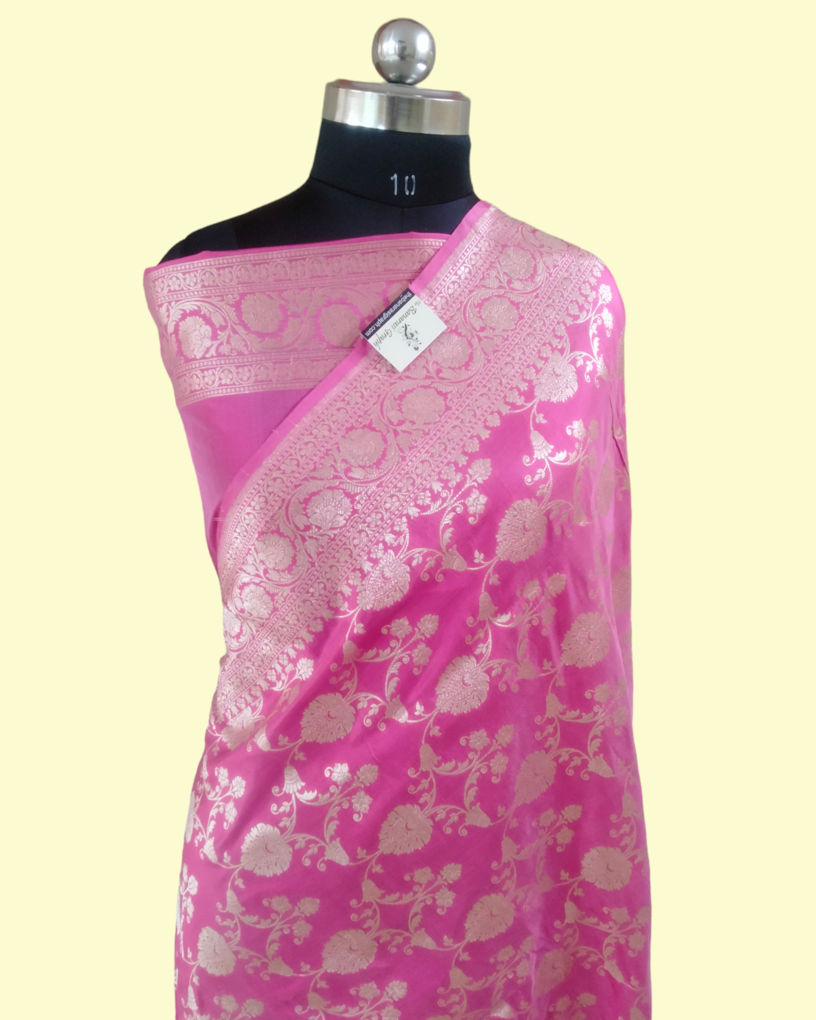 Pink Pure Katan Handloom Silk - All over Jaal Work Banarasi Saree