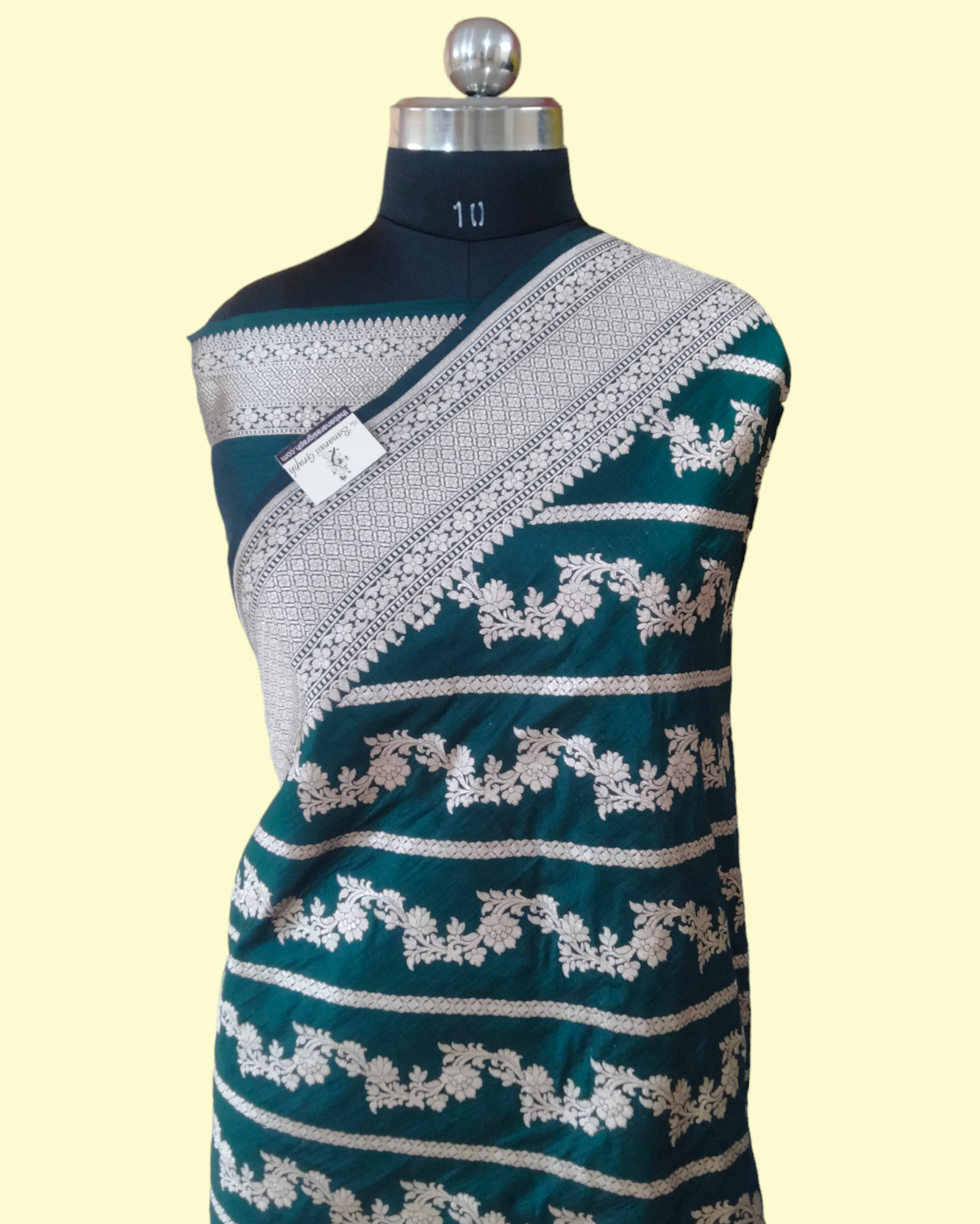 Dark Green Pure Katan Handloom Silk - Jaal Work Banarasi Saree