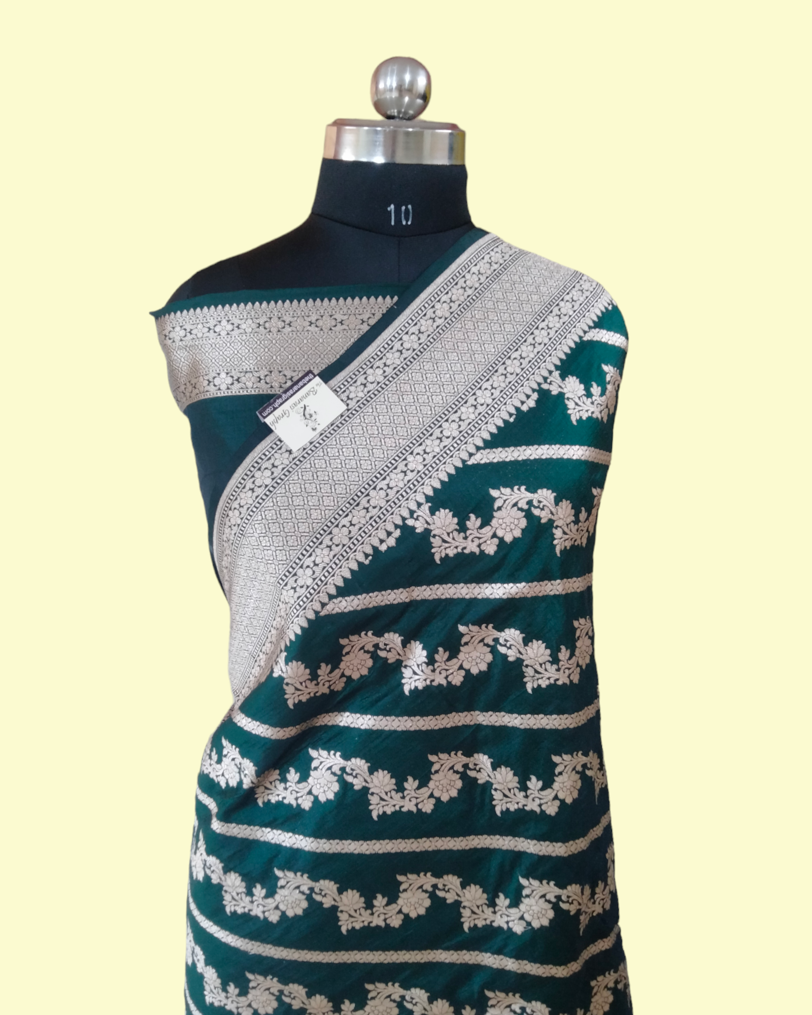 Dark Green Pure Katan Handloom Silk - Jaal Work Banarasi Saree