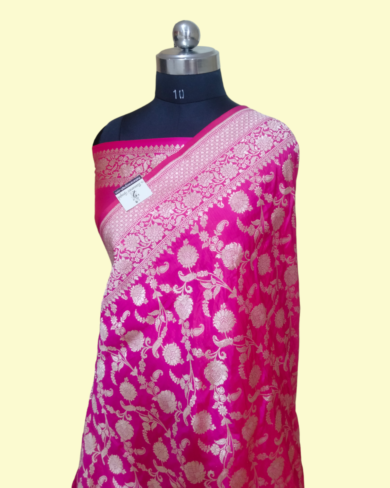 Hot Pink Pure Katan Handloom Silk - All over Jaal Work Banarasi Saree