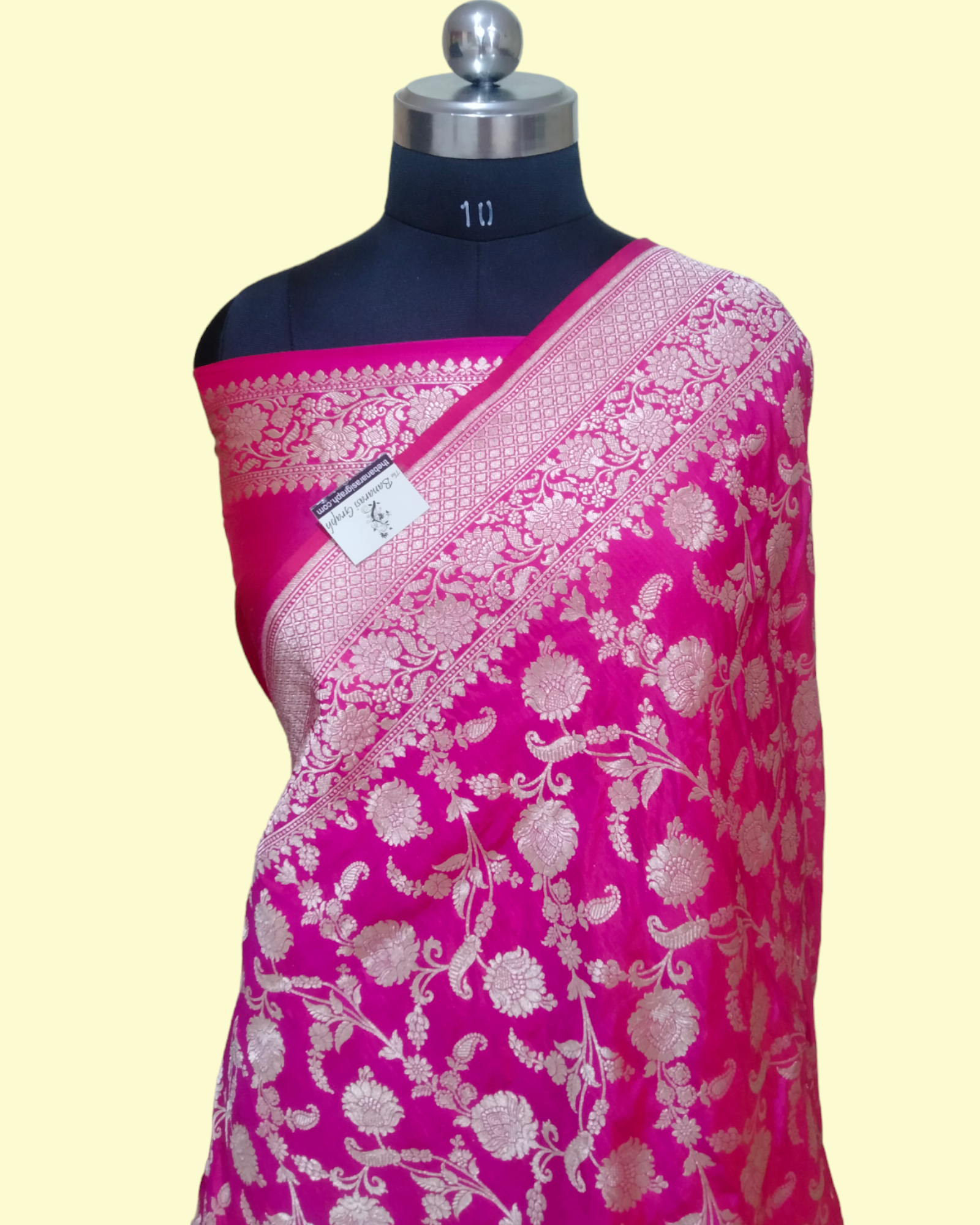 Hot Pink Pure Katan Handloom Silk - All over Jaal Work Banarasi Saree