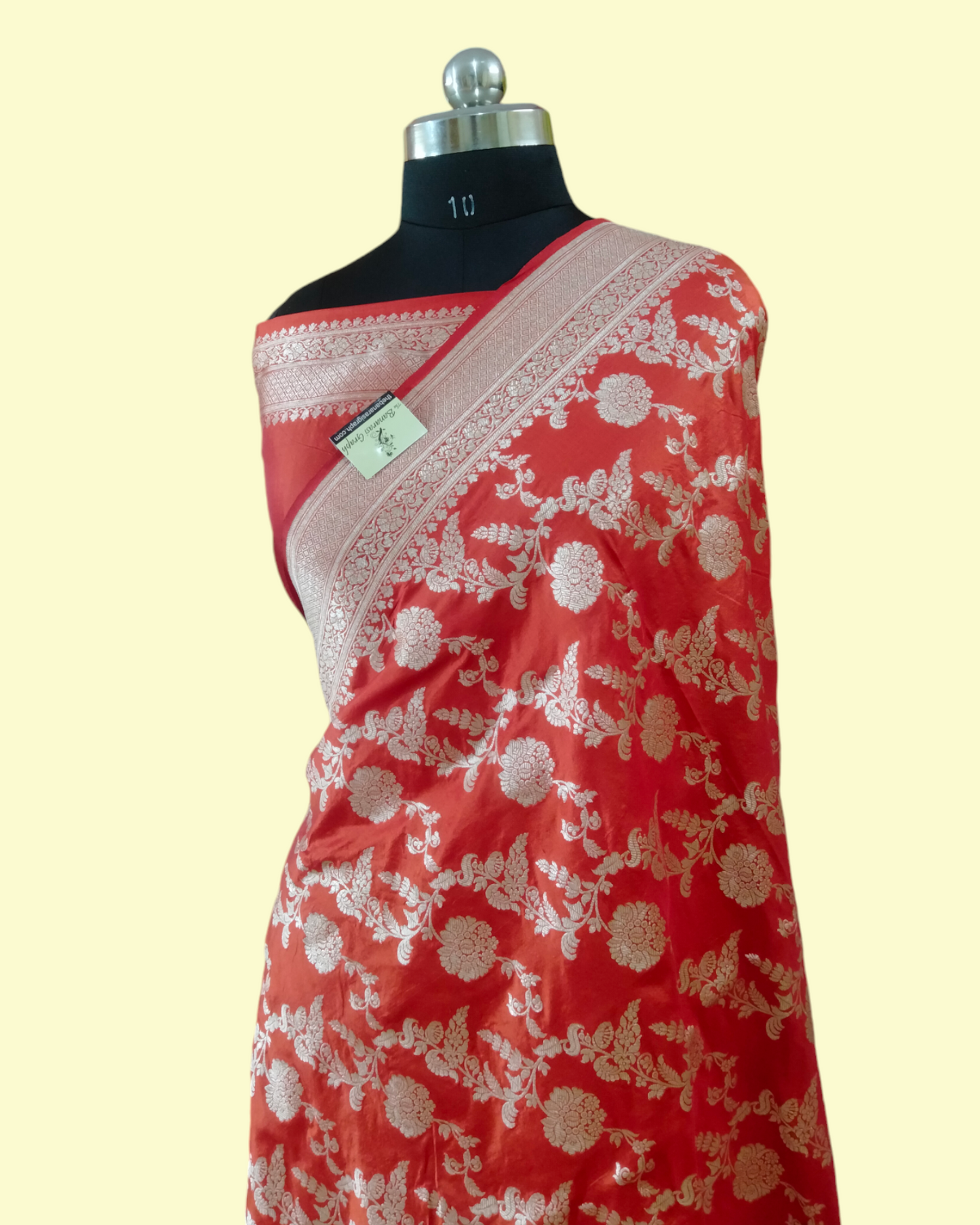 Orange Pure Katan Handloom Silk - All over Jaal Work Banarasi Saree