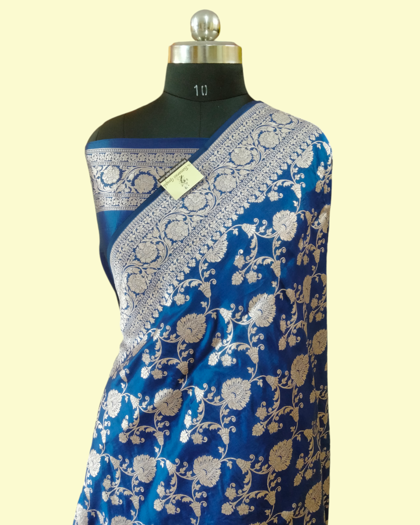Royal Blue Pure Katan Handloom Silk - All over Jaal Work Banarasi Saree
