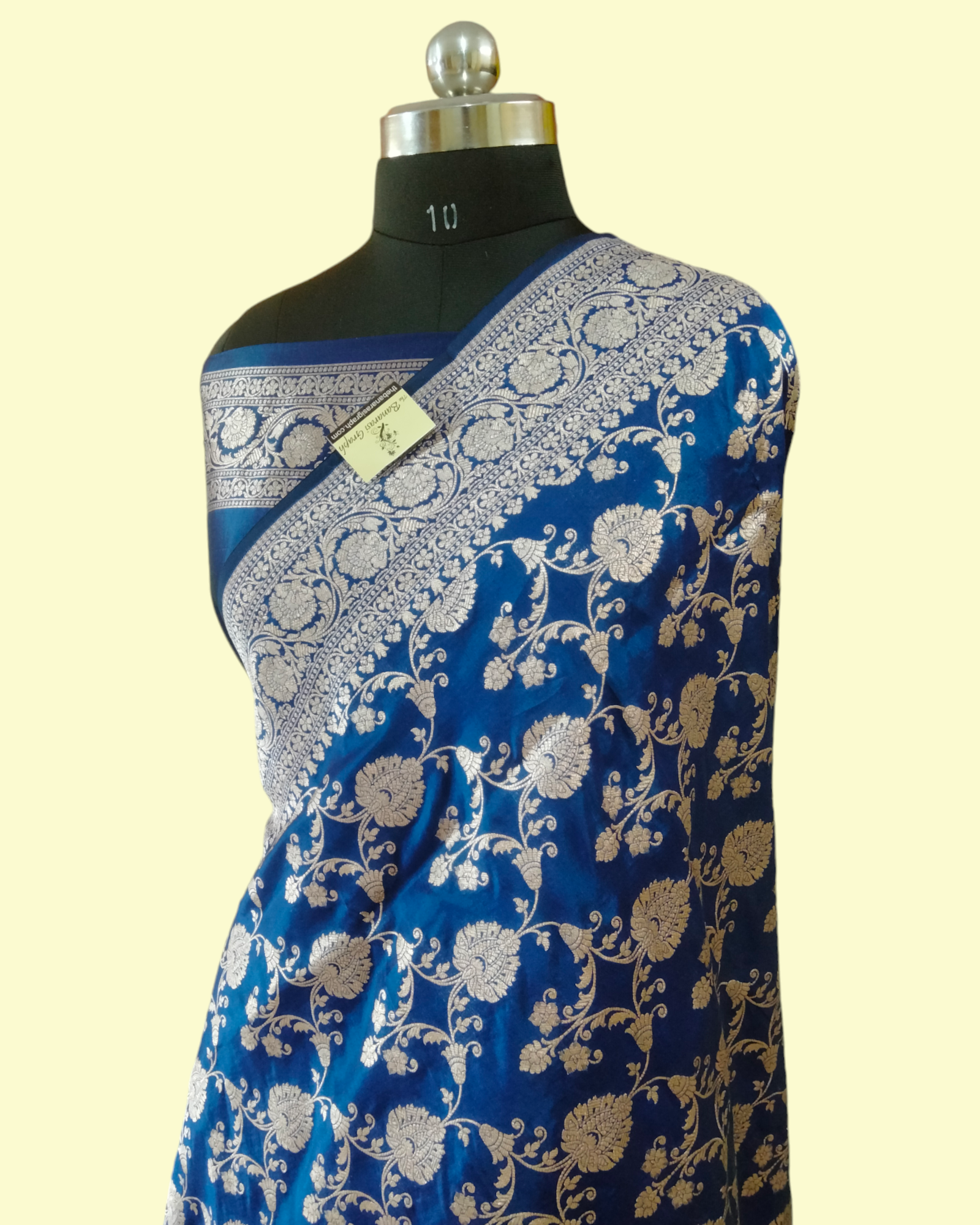 Royal Blue Pure Katan Handloom Silk - All over Jaal Work Banarasi Saree