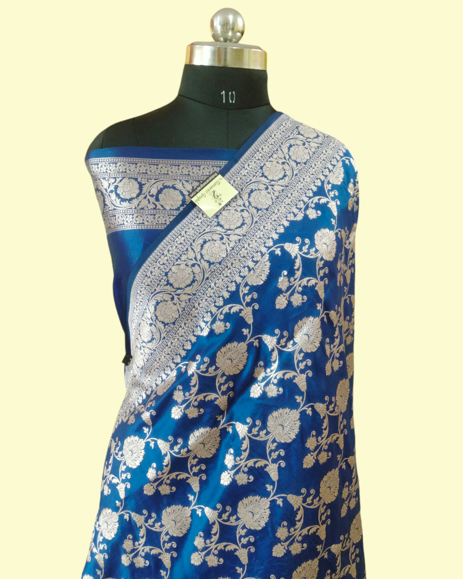 Royal Blue Pure Katan Handloom Silk - All over Jaal Work Banarasi Saree