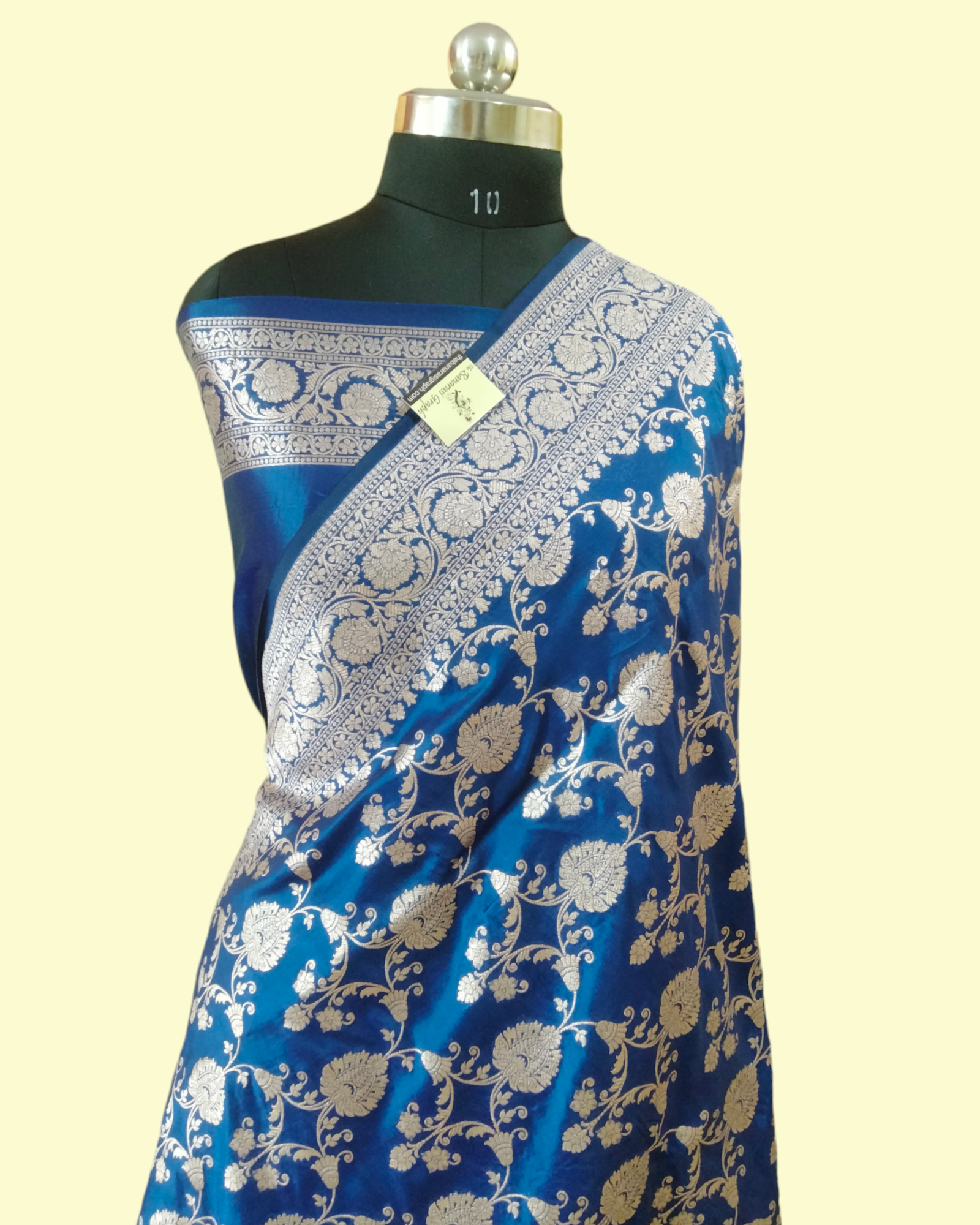 Royal Blue Pure Katan Handloom Silk - All over Jaal Work Banarasi Saree