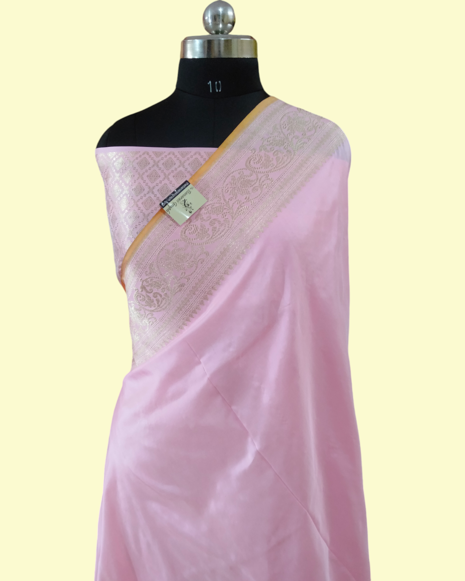 Baby Pink Pure Katan Handloom Silk Kadhua Motifs - Banarasi Saree