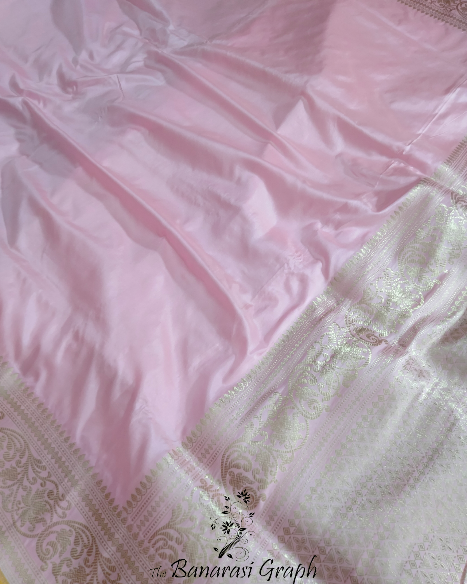 Baby Pink Pure Katan Handloom Silk Kadhua Motifs - Banarasi Saree