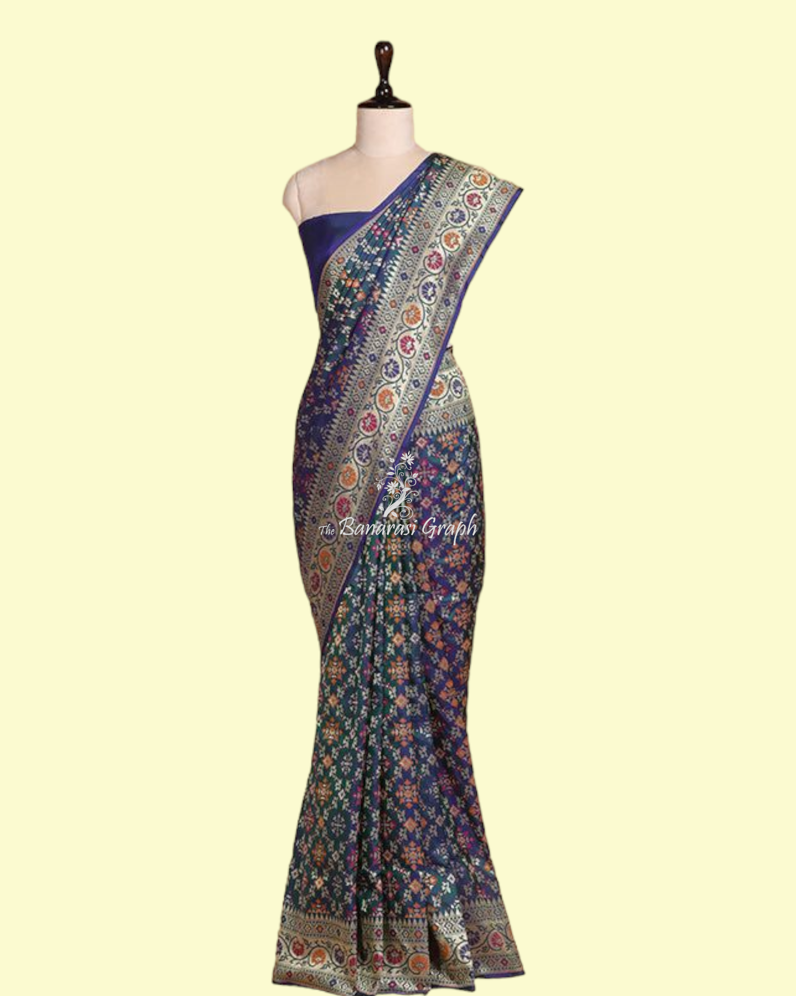 Blue Pure Katan Handloom Garchola Silk - Banarasi Saree