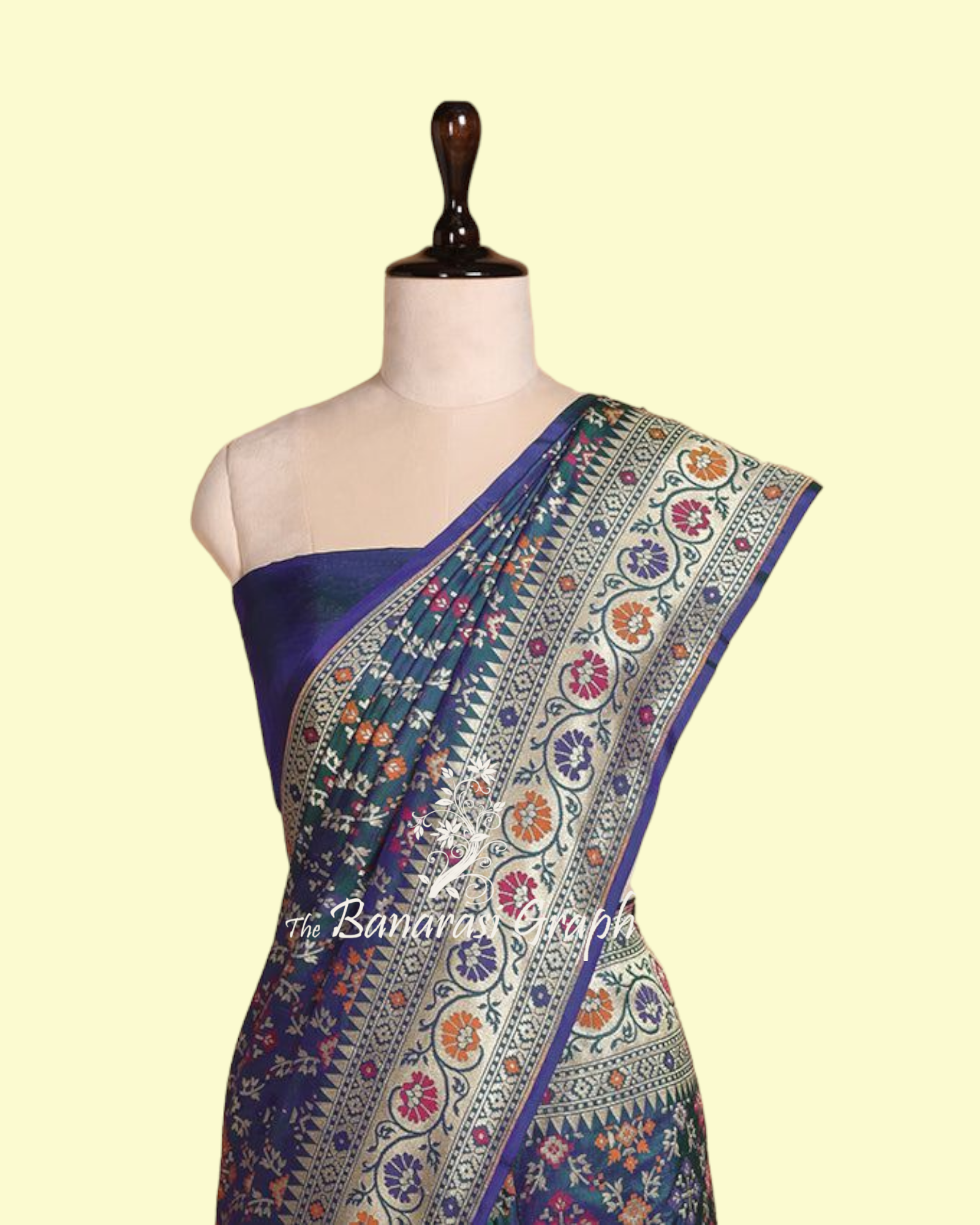 Blue Pure Katan Handloom Garchola Silk - Banarasi Saree