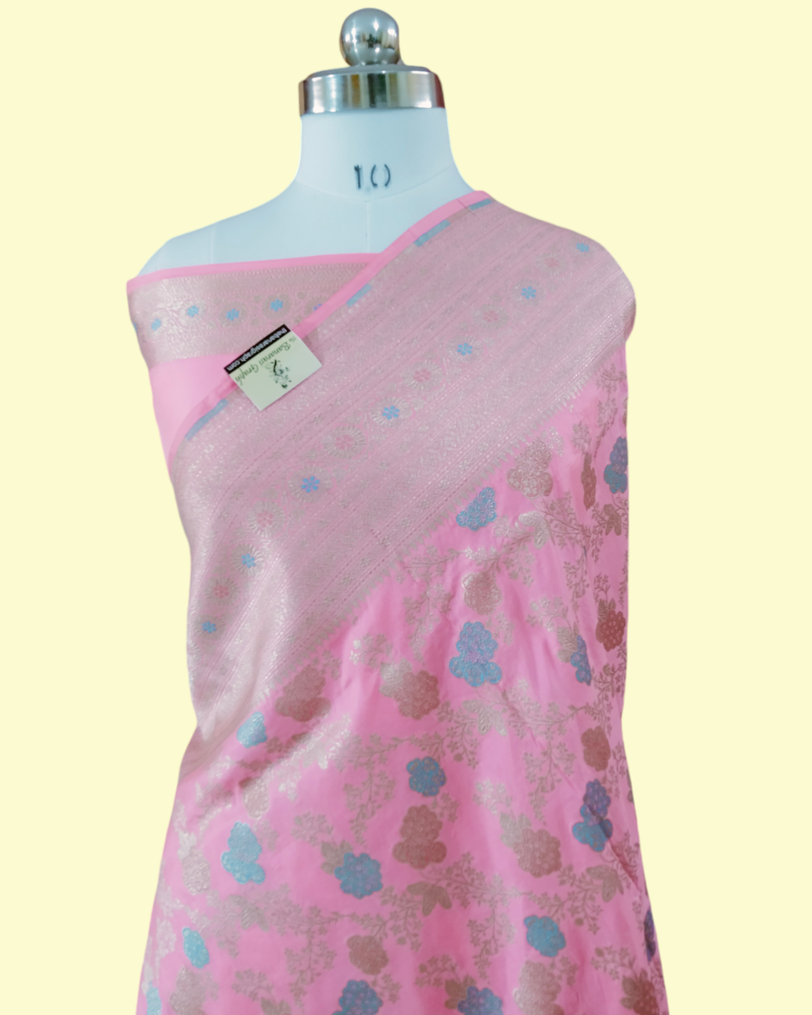 Baby Pink Pure Katan Handloom Silk - All Over Jaal Work with Tilfi Meenakari Banarasi Saree