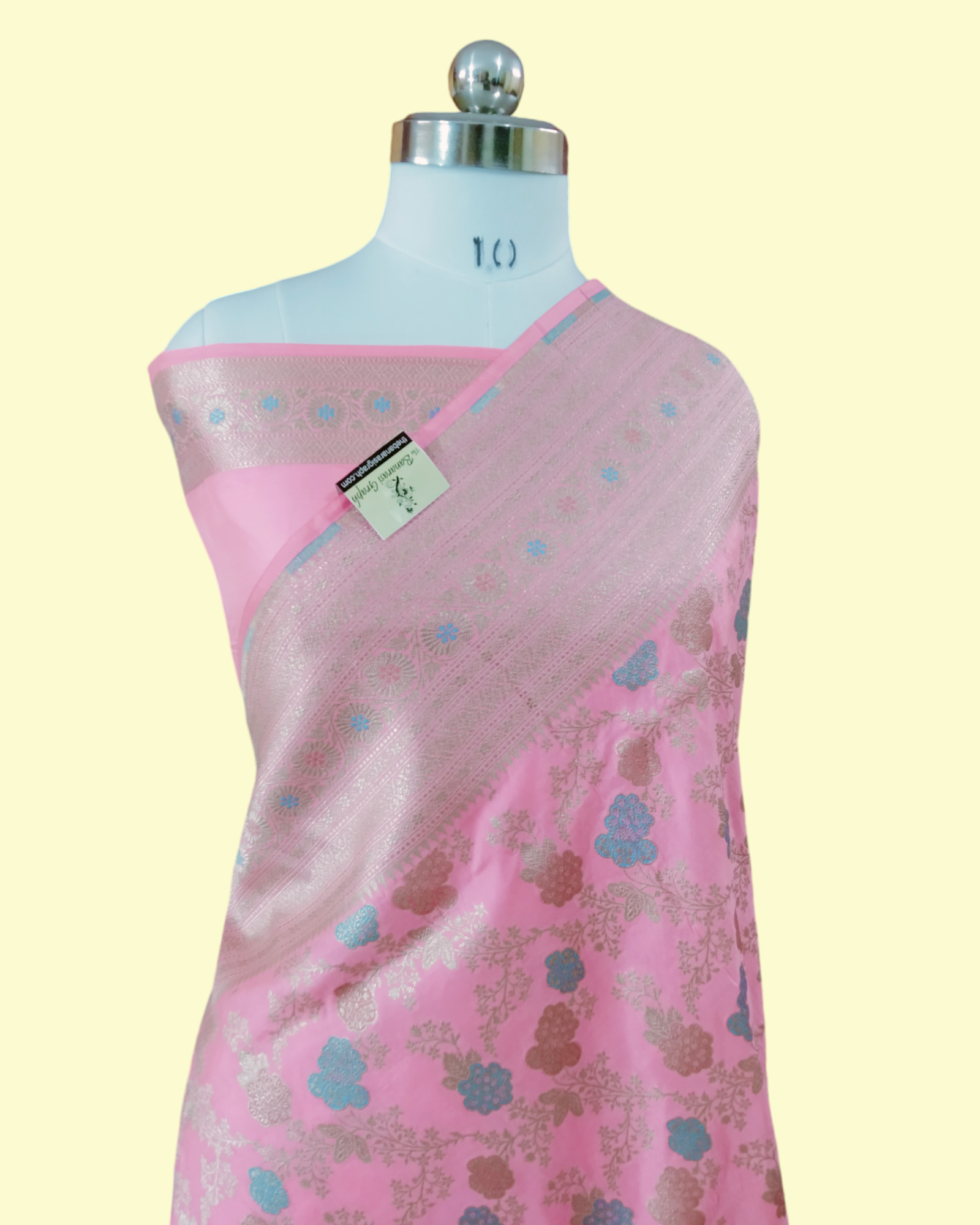 Baby Pink Pure Katan Handloom Silk - All Over Jaal Work with Tilfi Meenakari Banarasi Saree