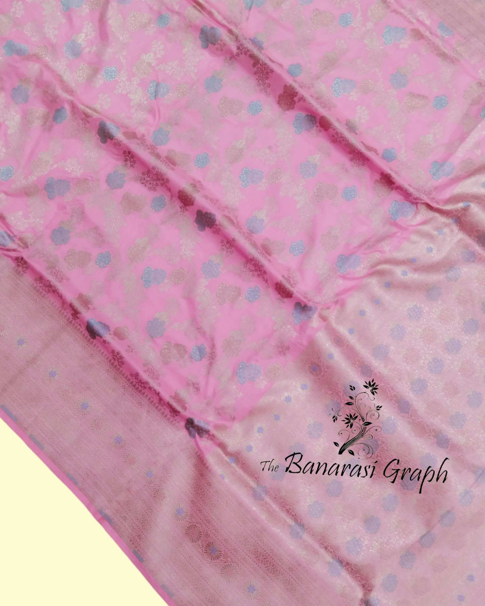 Baby Pink Pure Katan Handloom Silk - All Over Jaal Work with Tilfi Meenakari Banarasi Saree