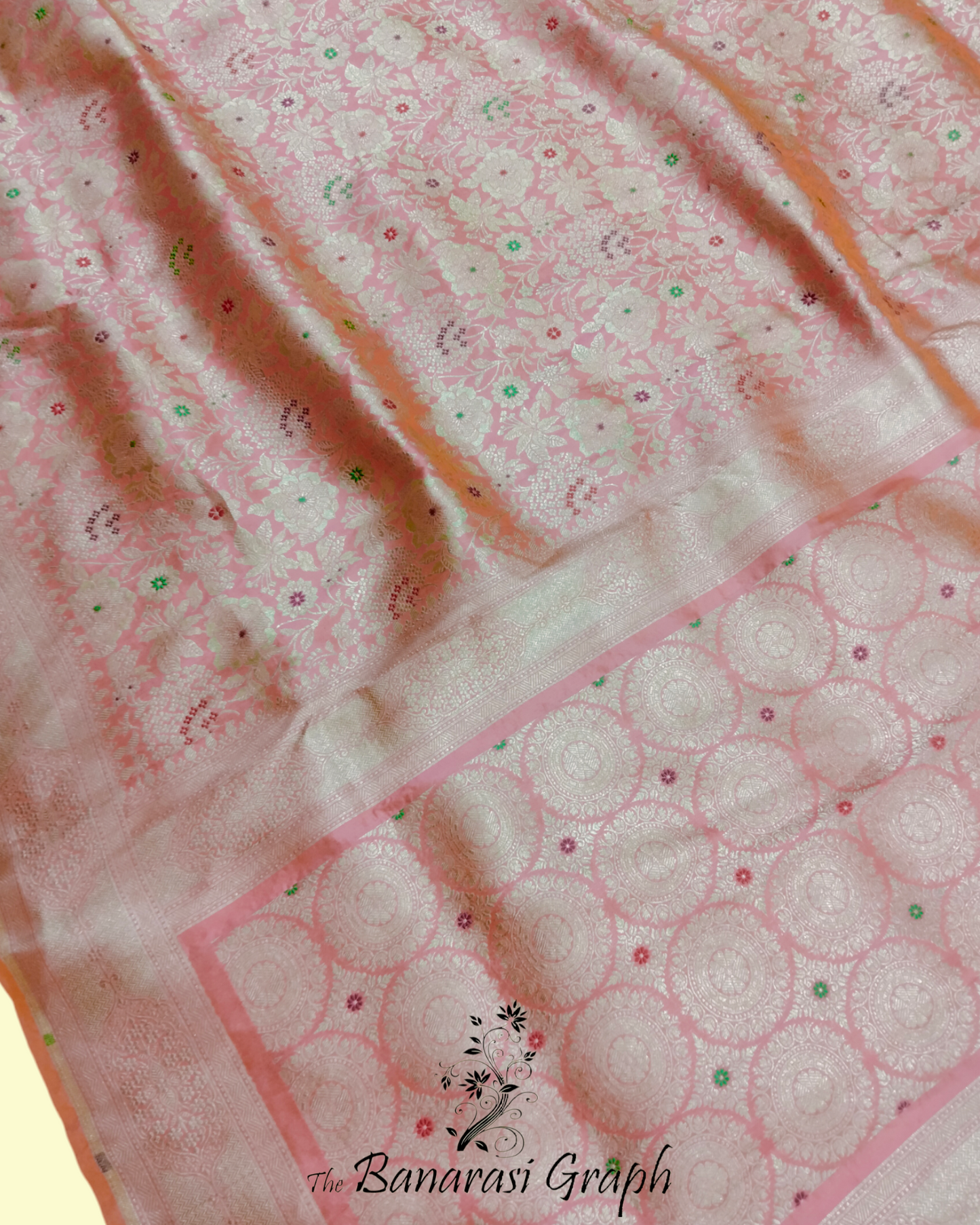 Powder Pink Pure Katan Handloom Silk - All Over Jaal Work Tilfi Meenakari Banarasi Saree