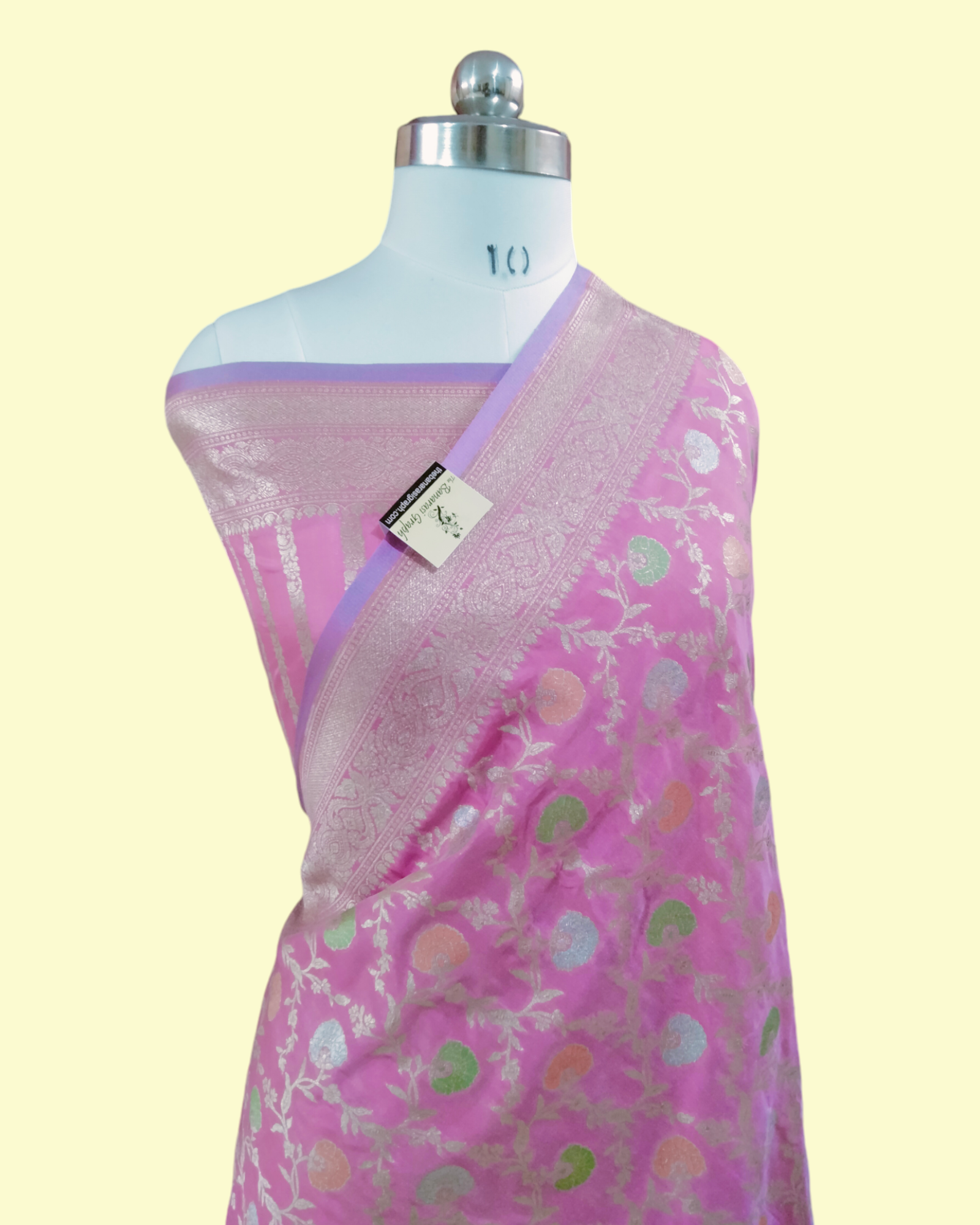 Baby Pink Pure Katan Handloom Silk - All over Jaal Work With Meenakari Banarasi Saree