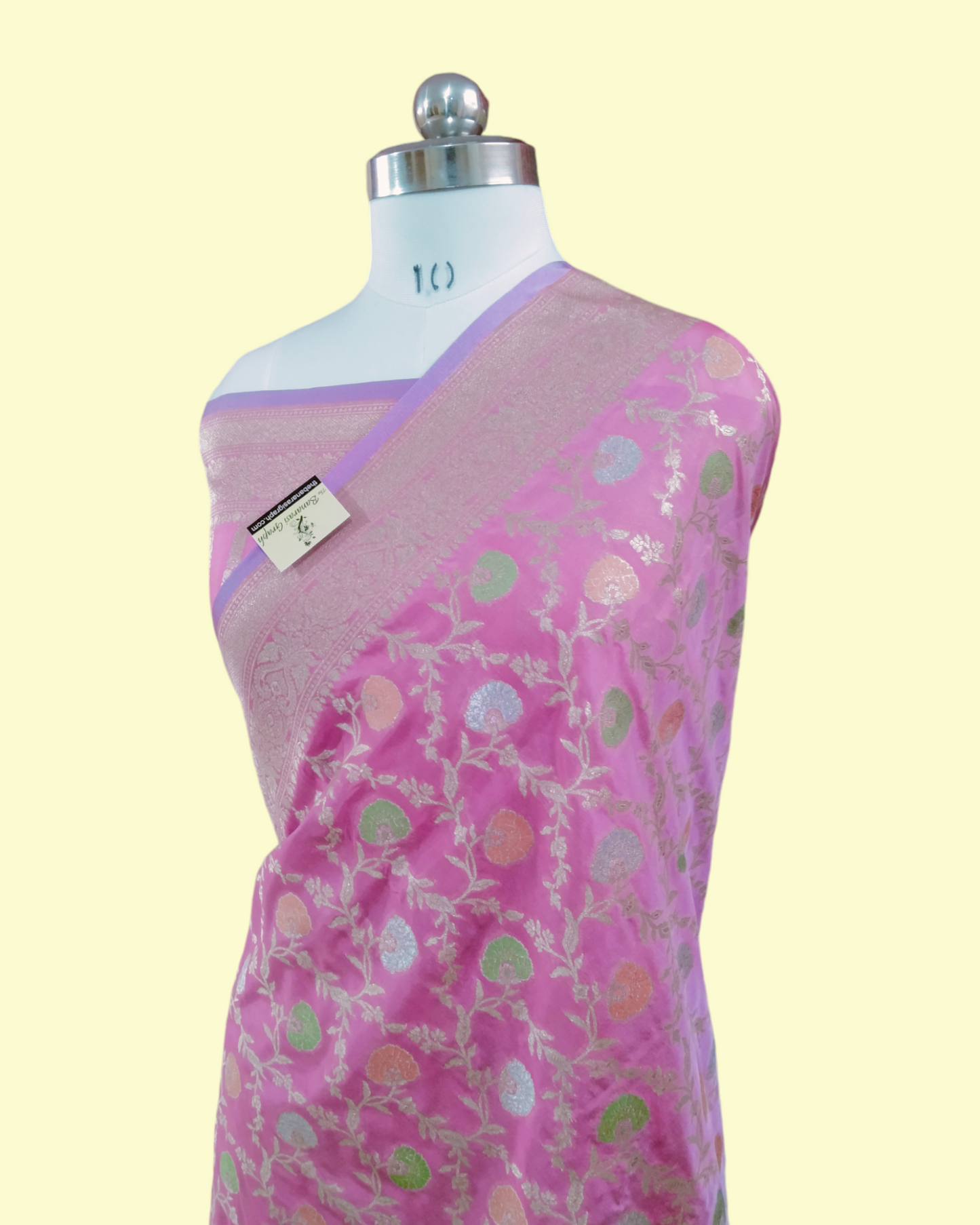 Pure Katan Handloom Silk - All over Jaal Work With Meenakari Banarasi Saree