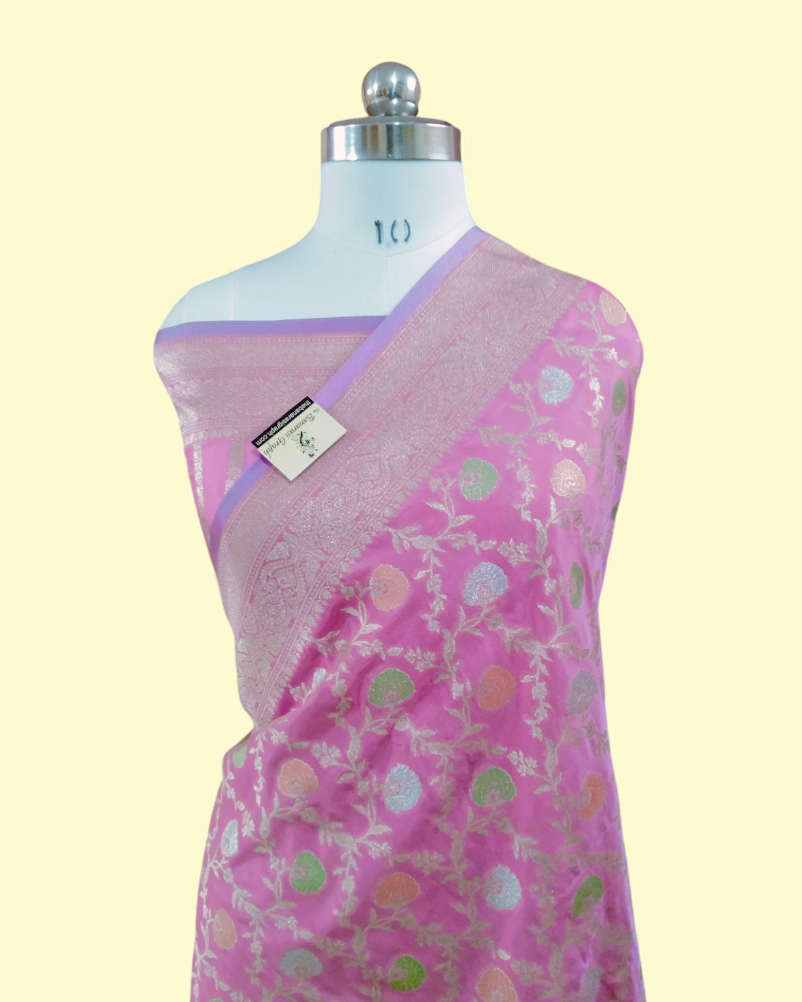 Baby Pink Pure Katan Handloom Silk - All over Jaal Work With Meenakari Banarasi Saree