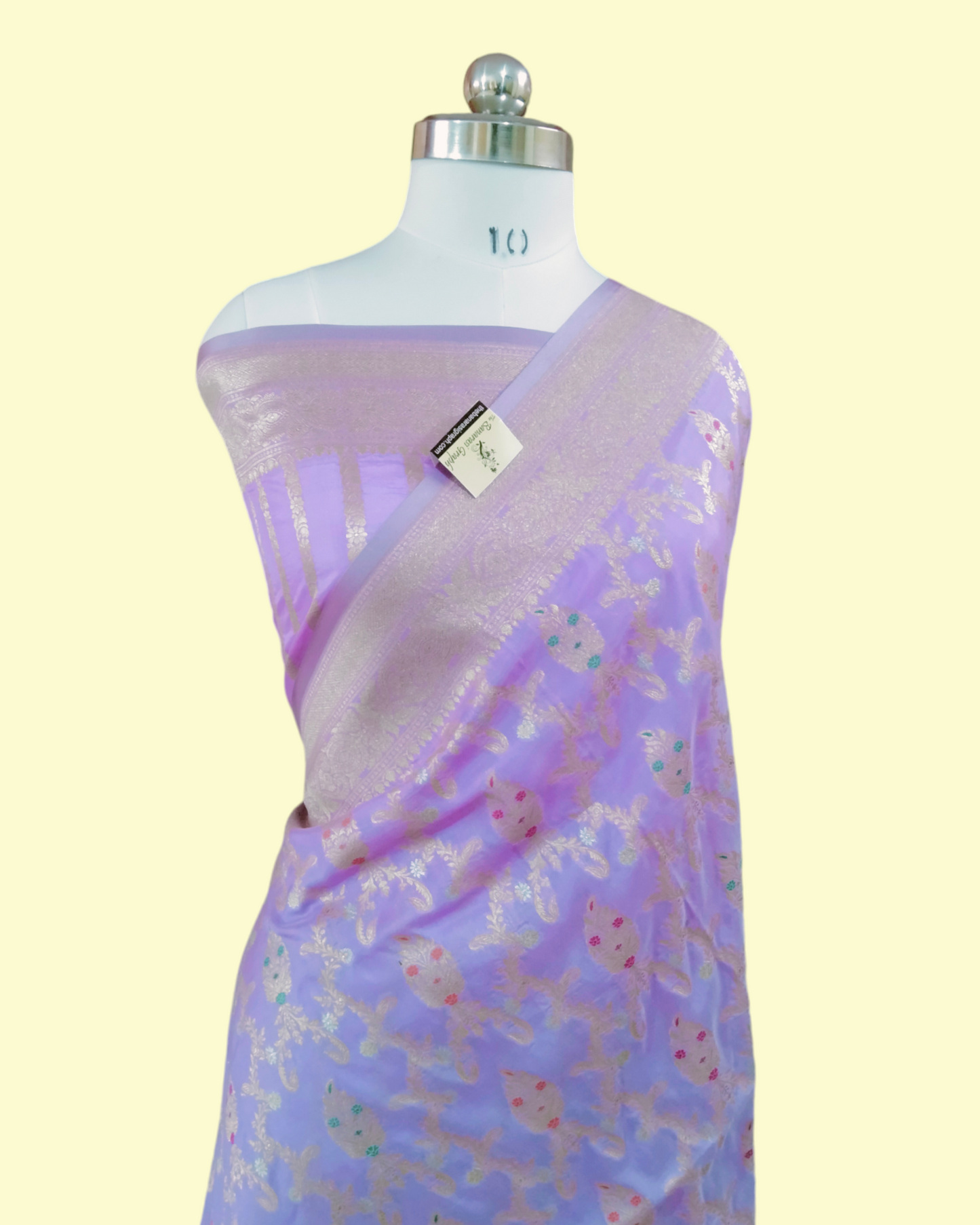 Lavender Pure Katan Handloom Silk - All over Jaal Work with Meenakari Banarasi Saree