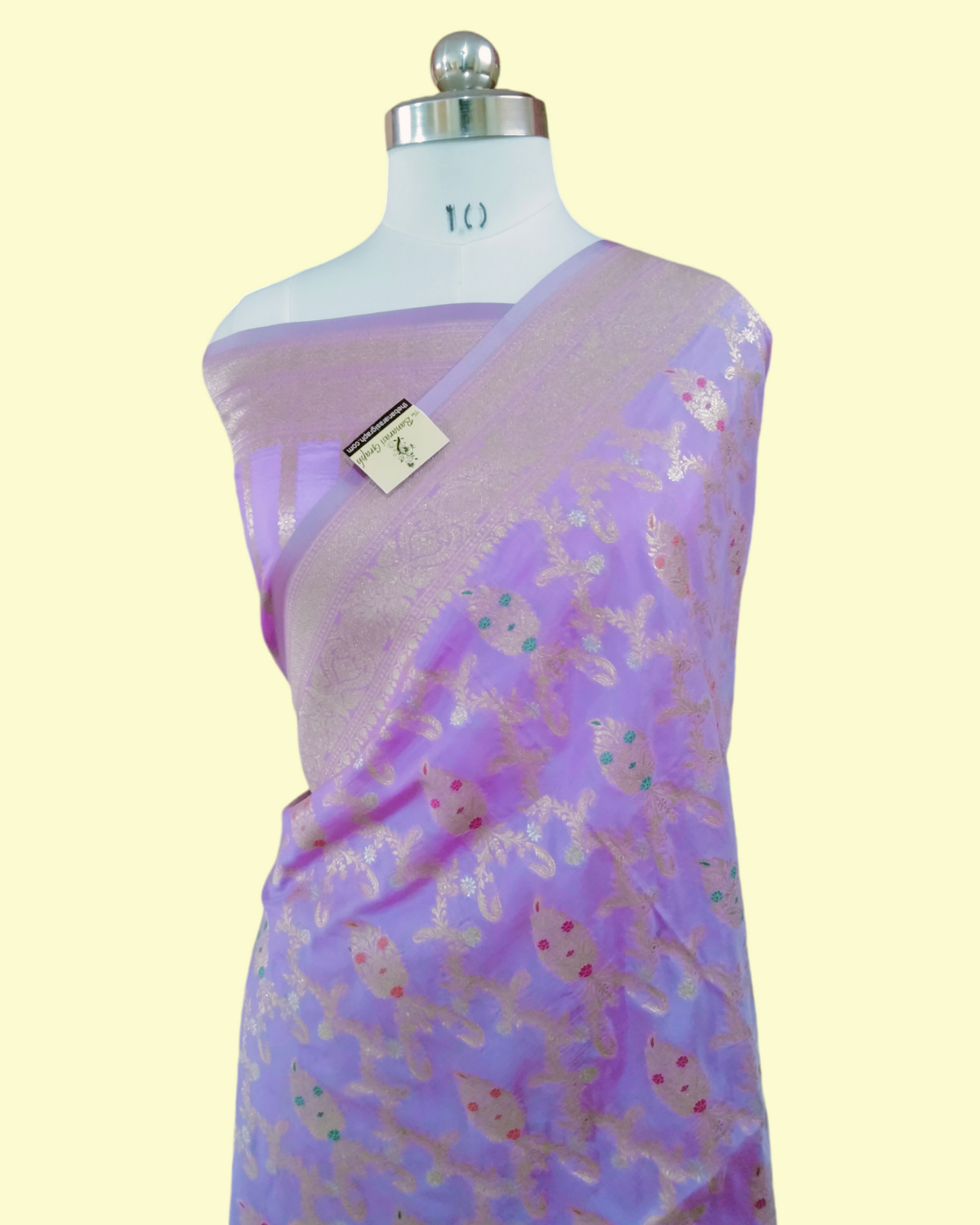 Lavender Pure Katan Handloom Silk - All over Jaal Work with Meenakari Banarasi Saree
