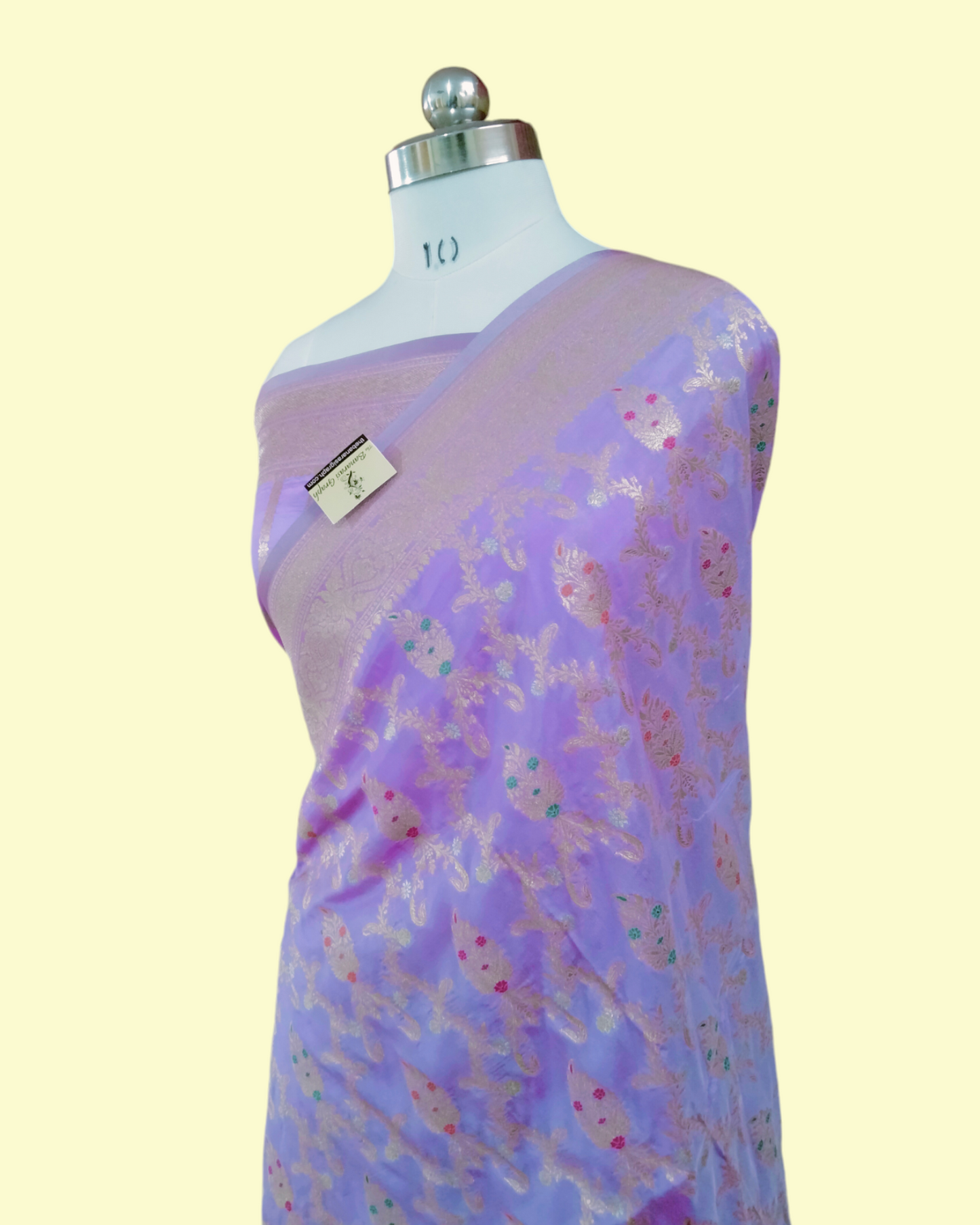 Lavender Pure Katan Handloom Silk - All over Jaal Work with Meenakari Banarasi Saree