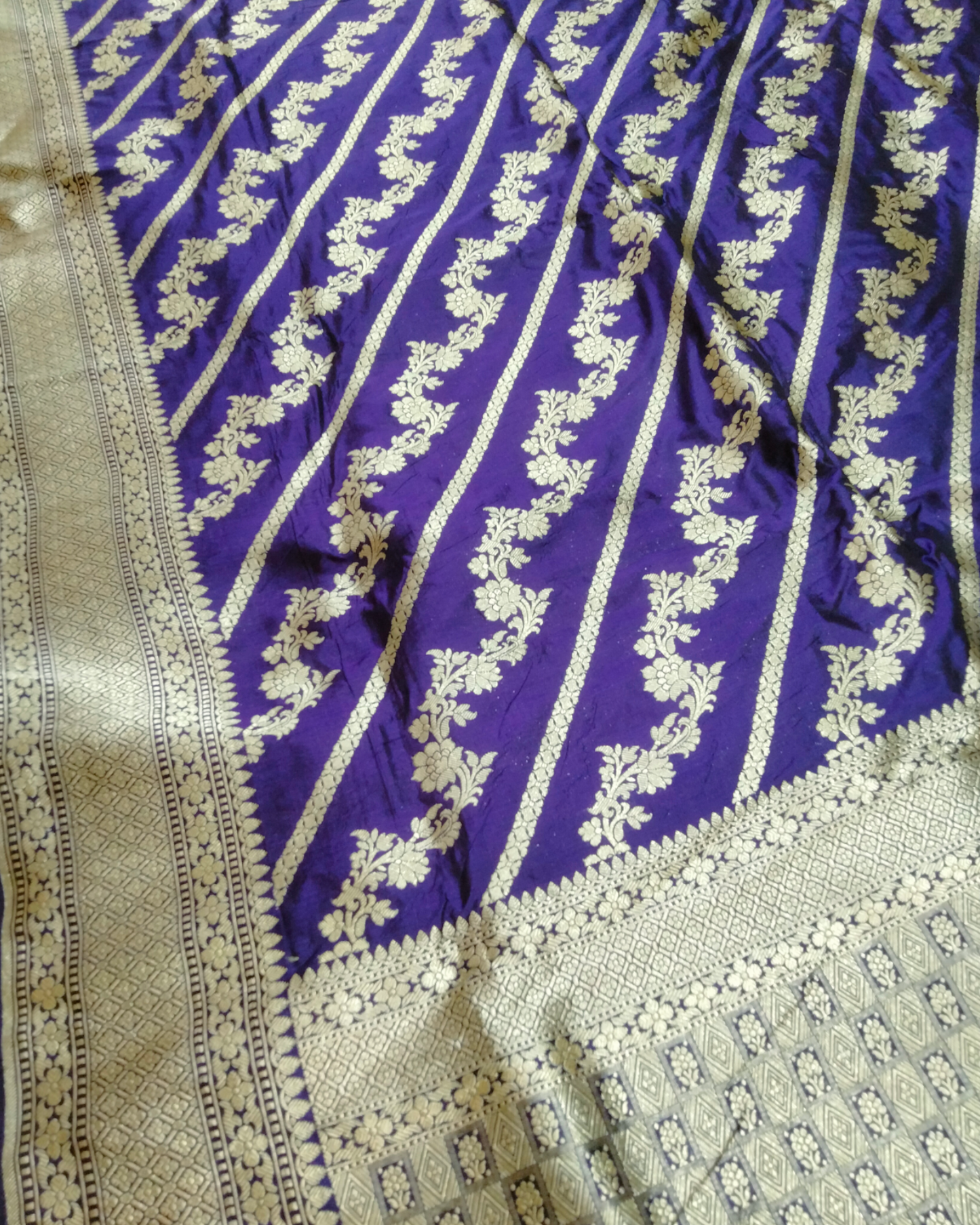 Ocean Blue Pure Katan Handloom Silk Uppada - Jaal Work Banarasi Saree