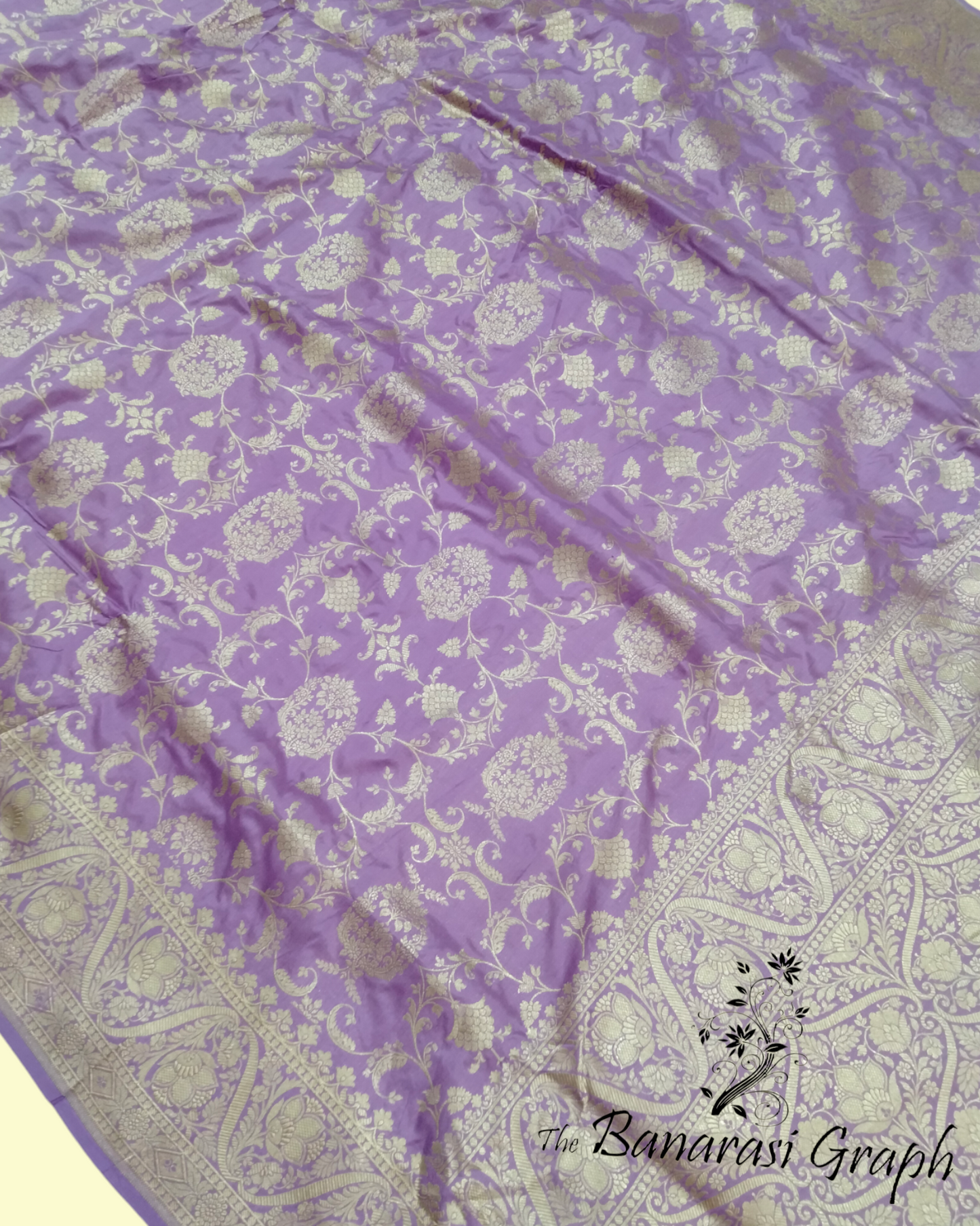 Lavender Pure Katan Handloom Silk Uppada - All Over Jaal Work Banarasi Saree