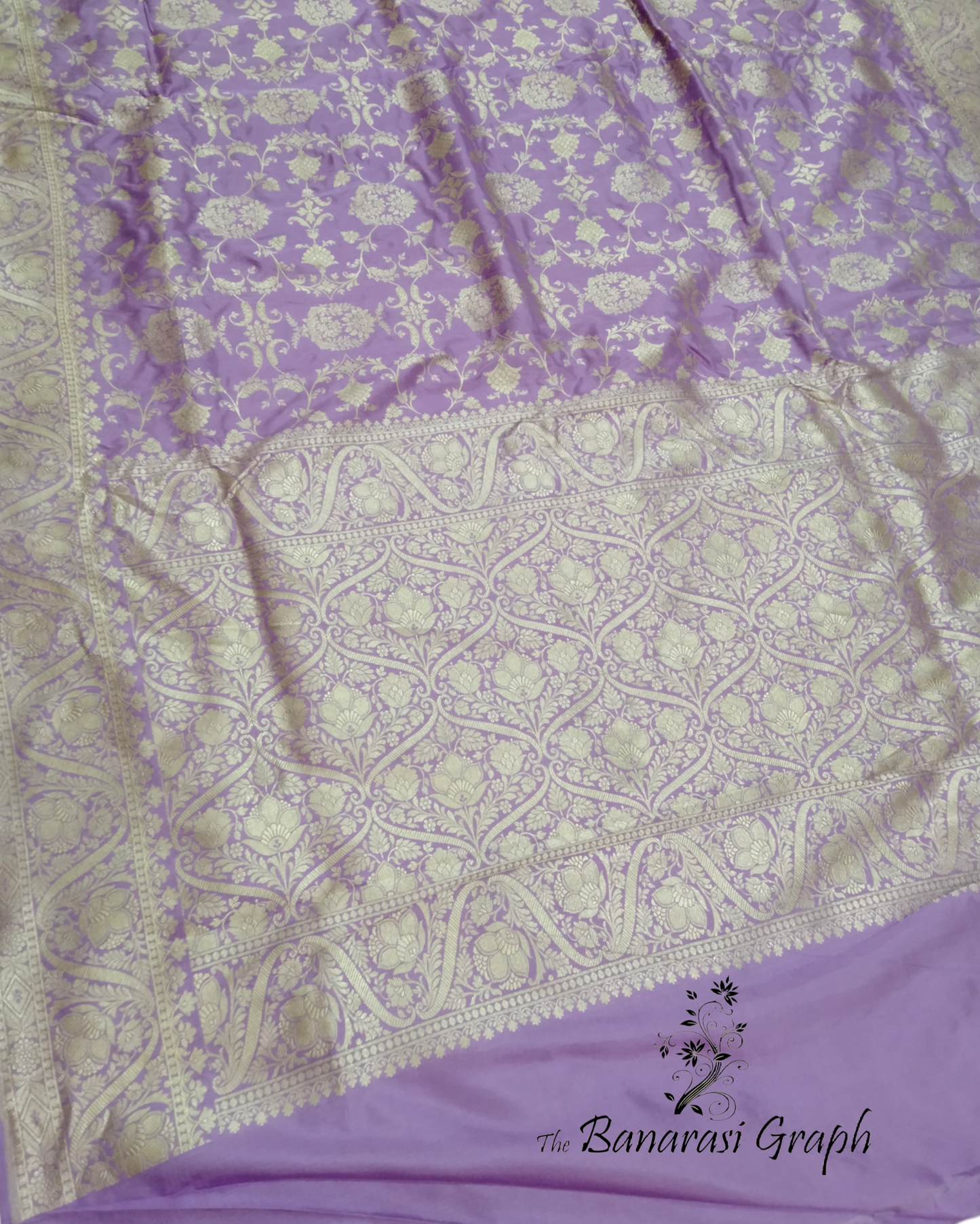 Lavender Pure Katan Handloom Silk Uppada - All Over Jaal Work Banarasi Saree