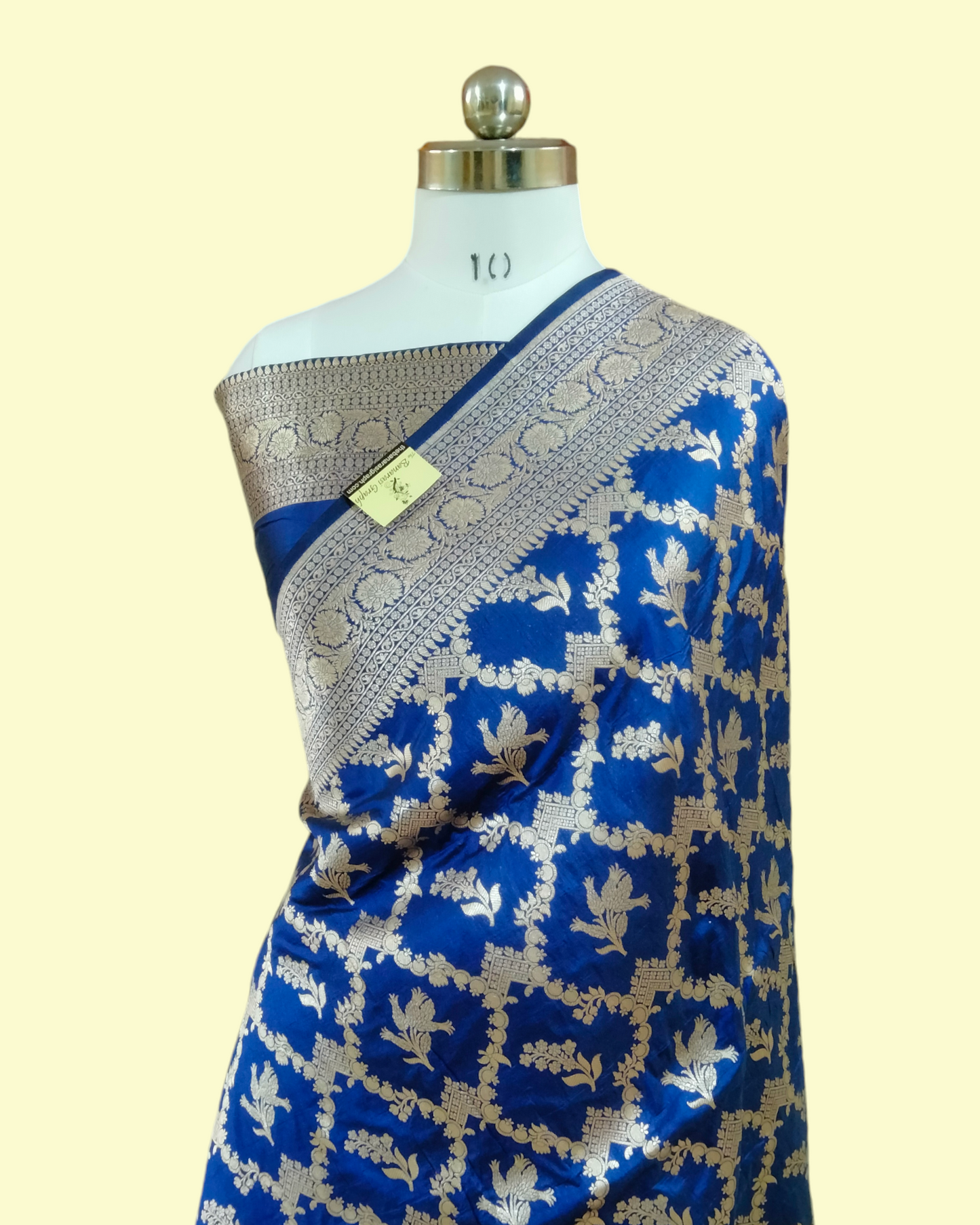 Royal Blue Pure Katan Handloom Silk - All Over Jaal Work Banarasi Saree