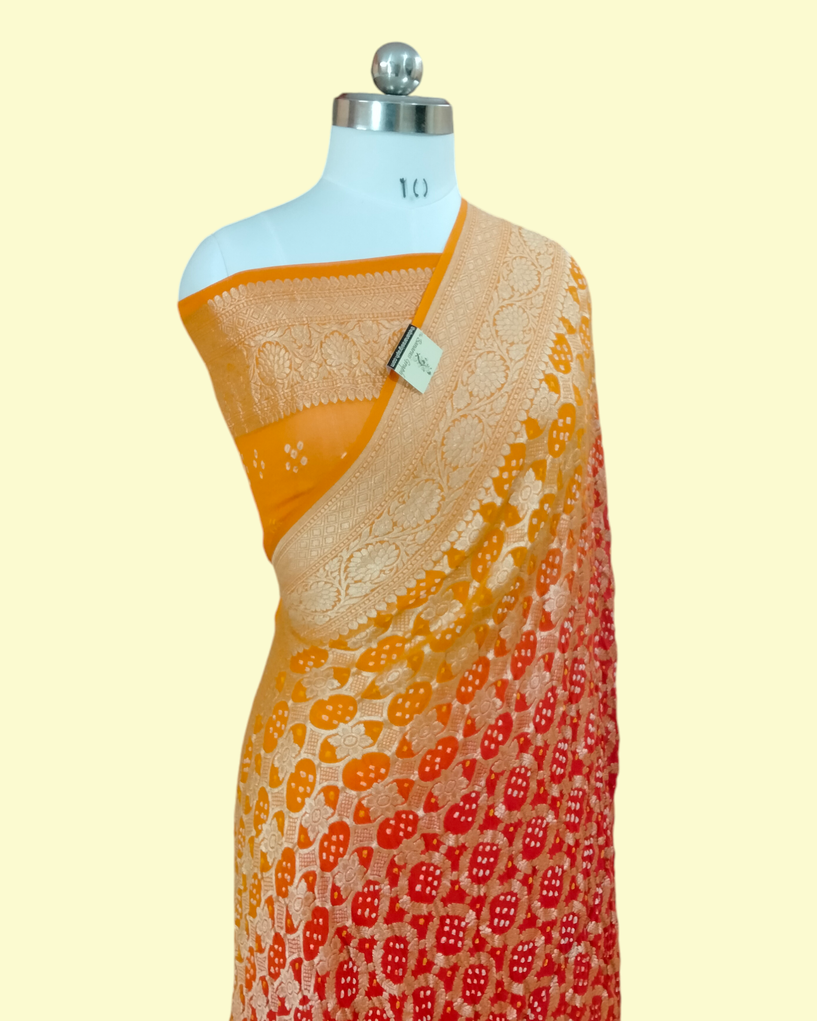 Dual Shade Pure Georgette Bandhani - Banarasi Saree