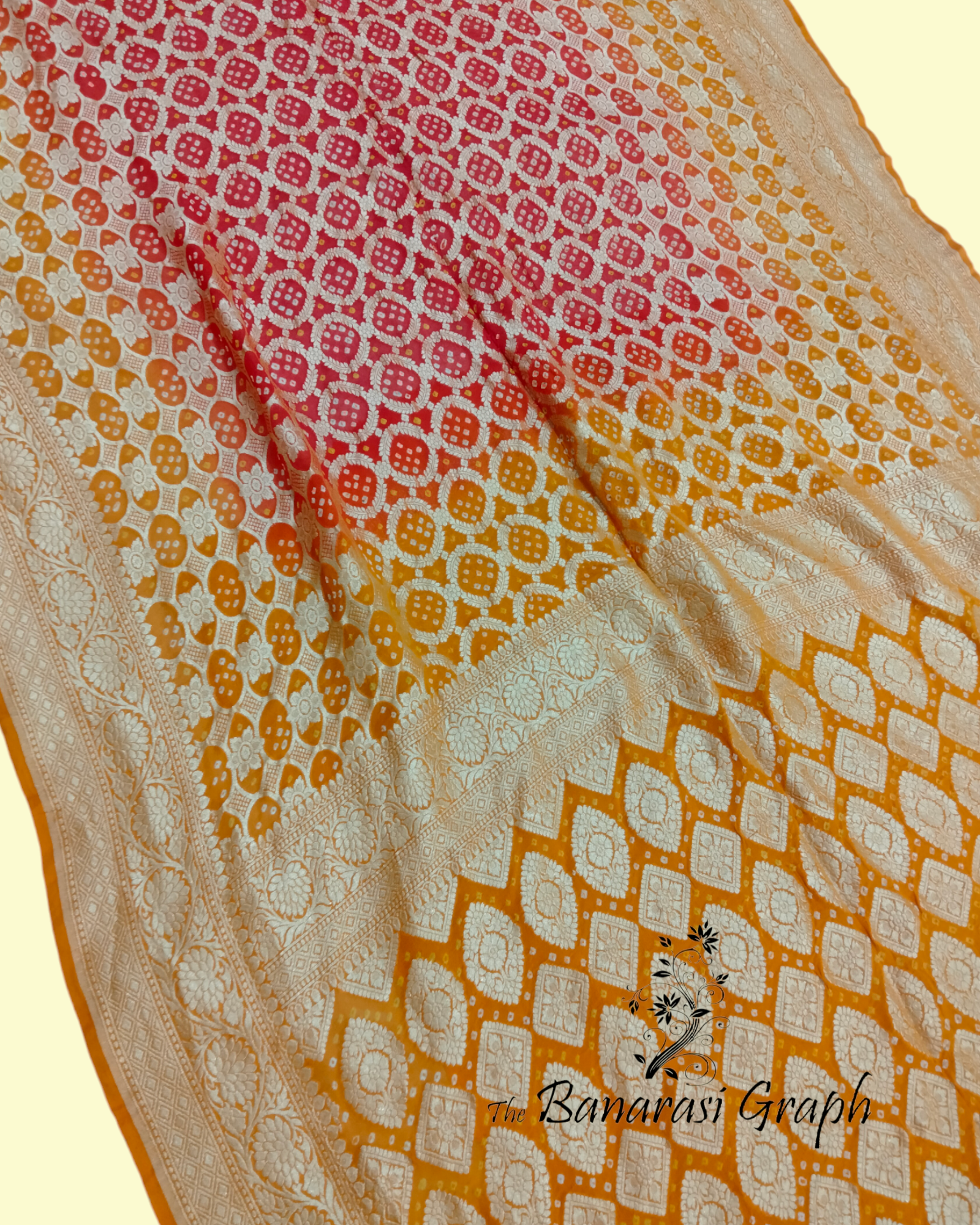Dual Shade Pure Georgette Bandhani - Banarasi Saree