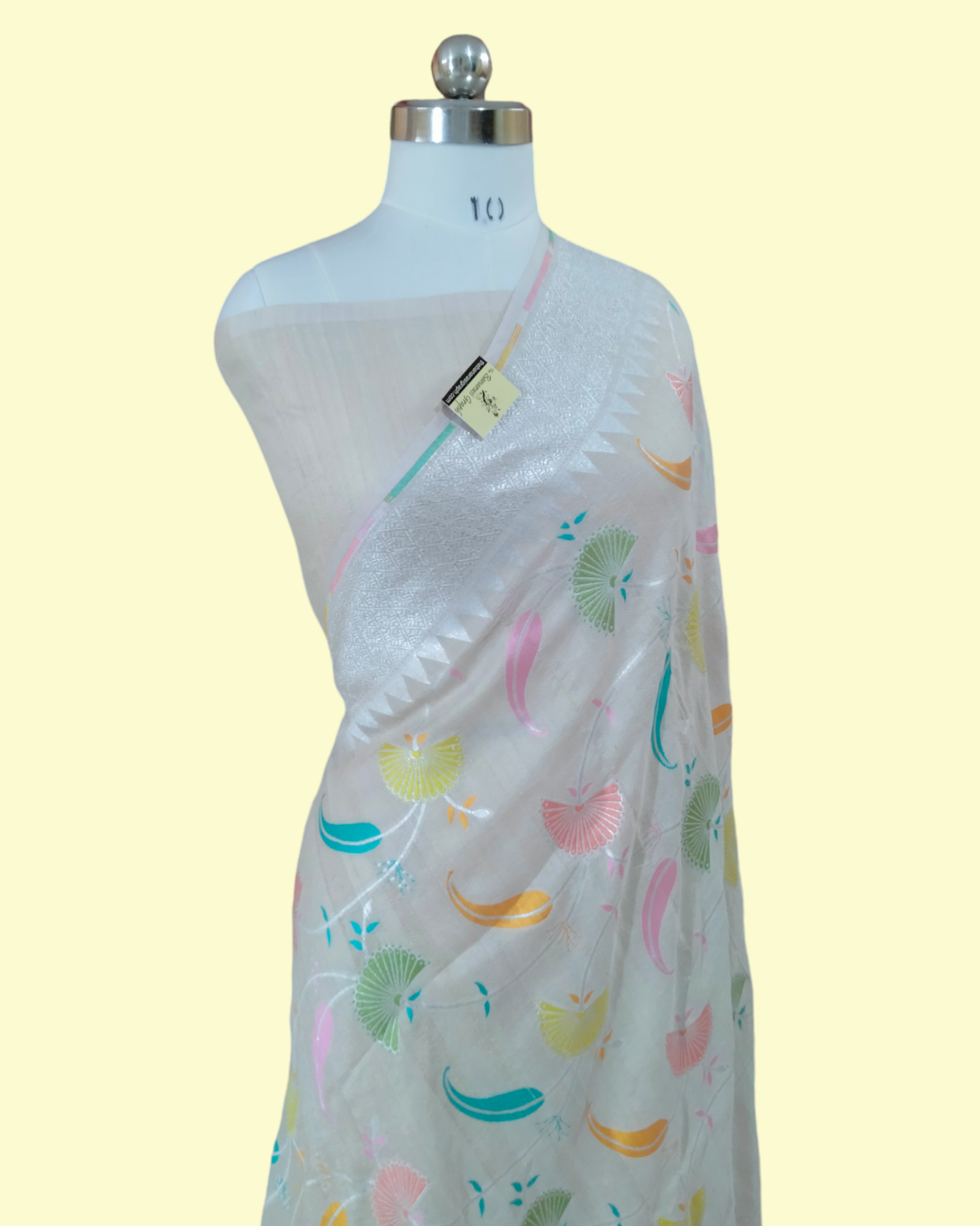 Pure Tussar Georgette Handloom Silk with Meenakari - All Over Jaal Work Banarasi Saree