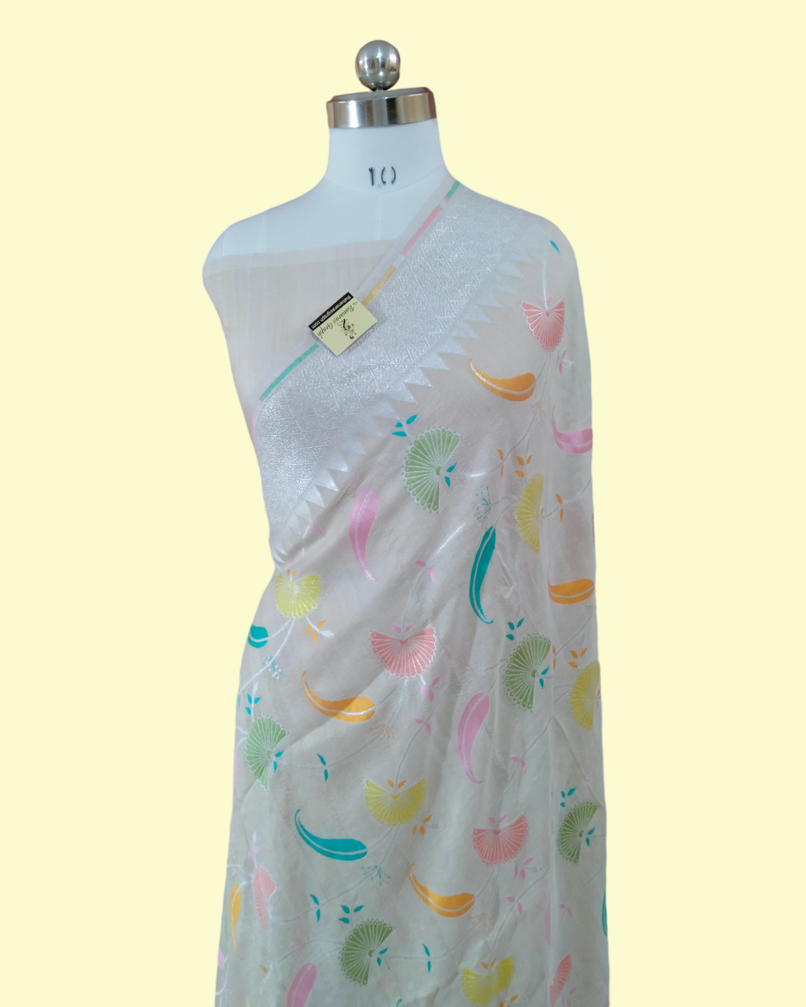 Pure Tussar Georgette Handloom Silk with Meenakari - All Over Jaal Work Banarasi Saree