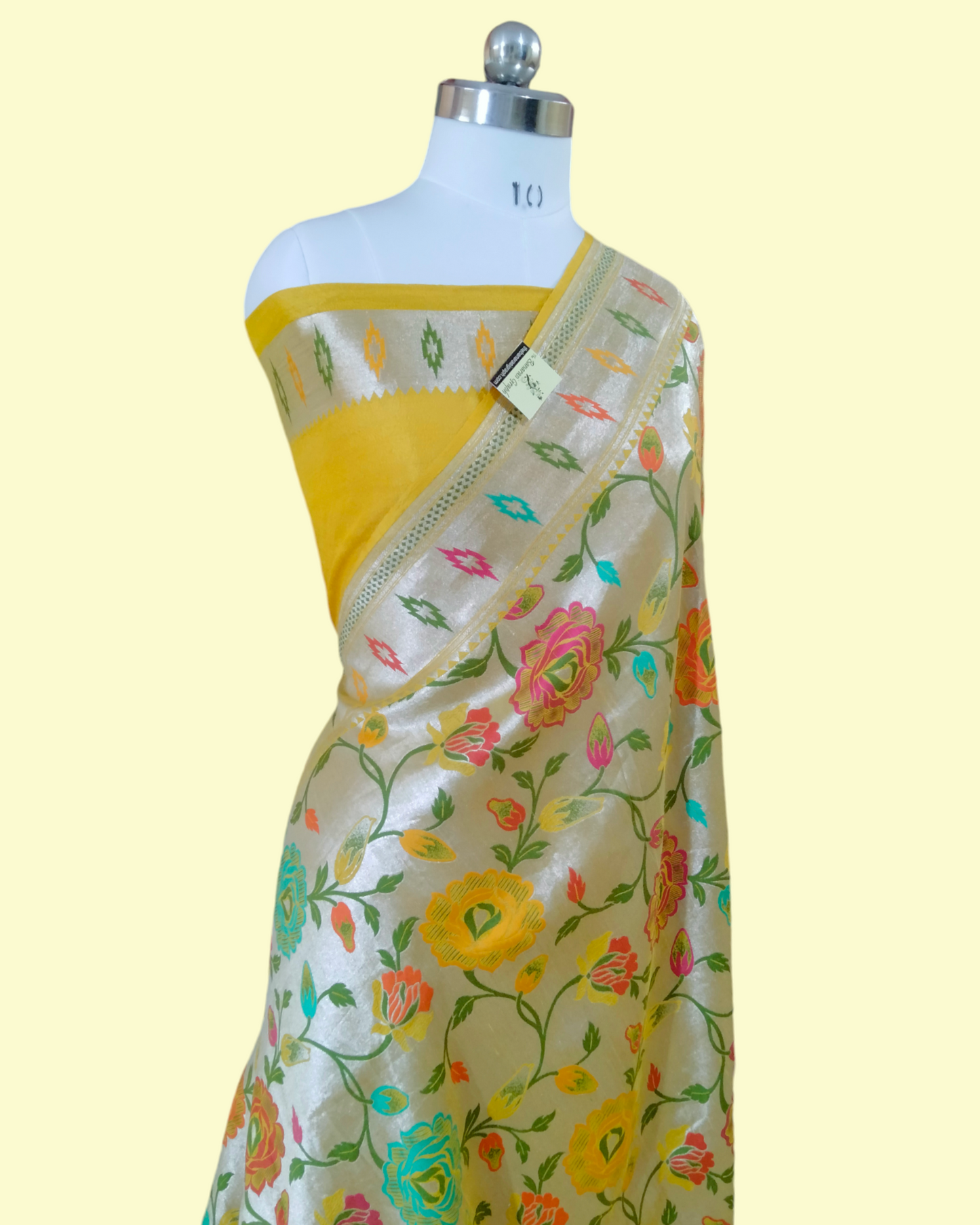 Pure Tussar Handloom All Over Jaal Work with Meenakari Banarasi Saree